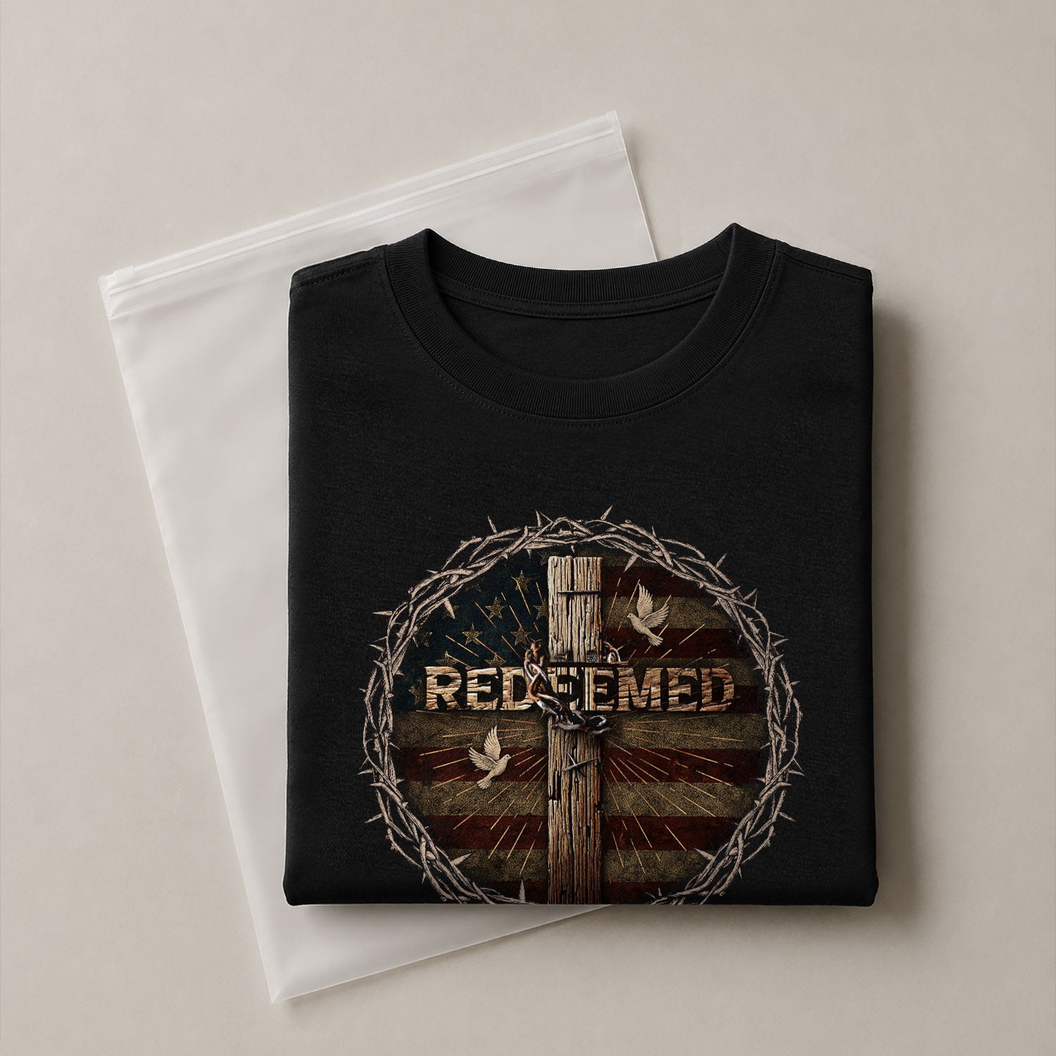 Redeemed by the Cross Crowned in Grace, Christian Tee Shirts - Faith Shirts for Men - Rust Field Wear