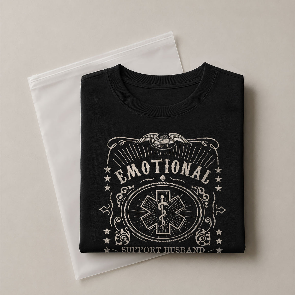 Emotional Support Husband Do Not Pet Eagle Crest Graphic Tee Shirt Casual Cotton Top