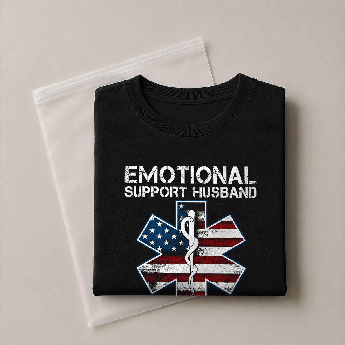 Funny Emotional Support Husband Do Not Pet Patriotic Flag Tee Shirt Cotton Outfit