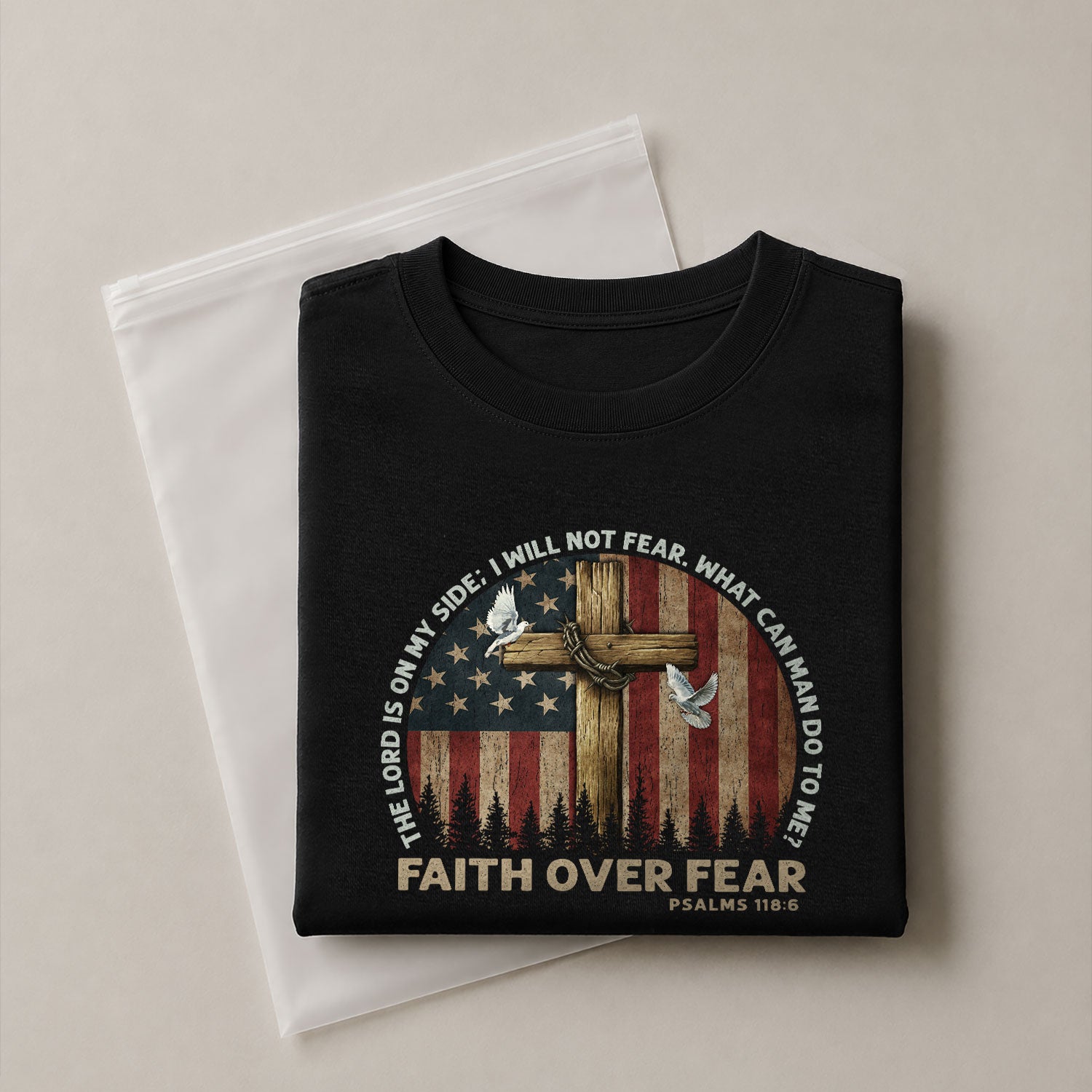 Christian Shirts for Men, Faith Over Fear Psalms 118:6 - Christian Tee Shirts - Rust Field Wear