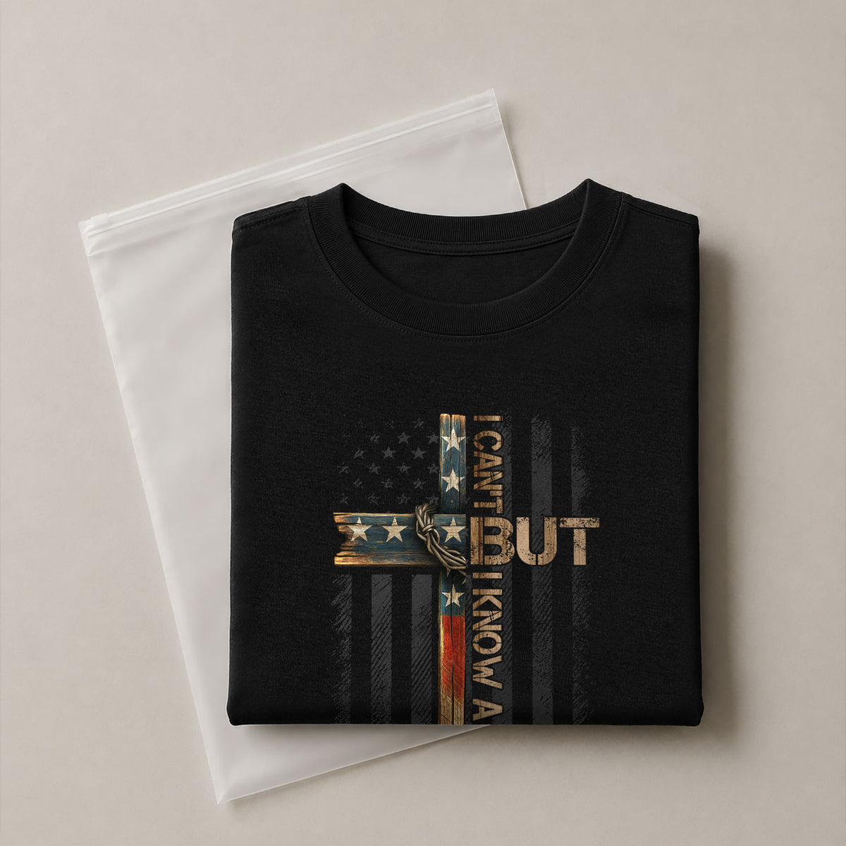 Christian Tee Shirts, I Can’t But I Know A Guy American Flag - Christian Shirts for Men - Rust Field Wear