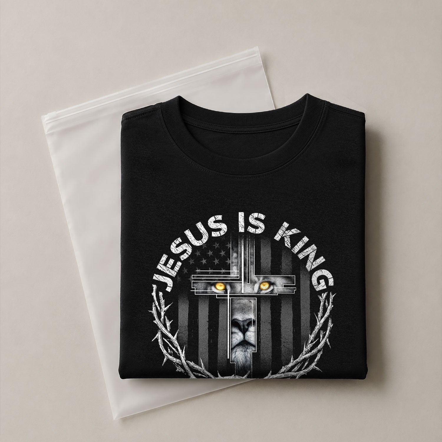Jesus Is King Lion Cross Christian - Christian Tee Shirts, Christian Shirts for Men - Rust Field Wear