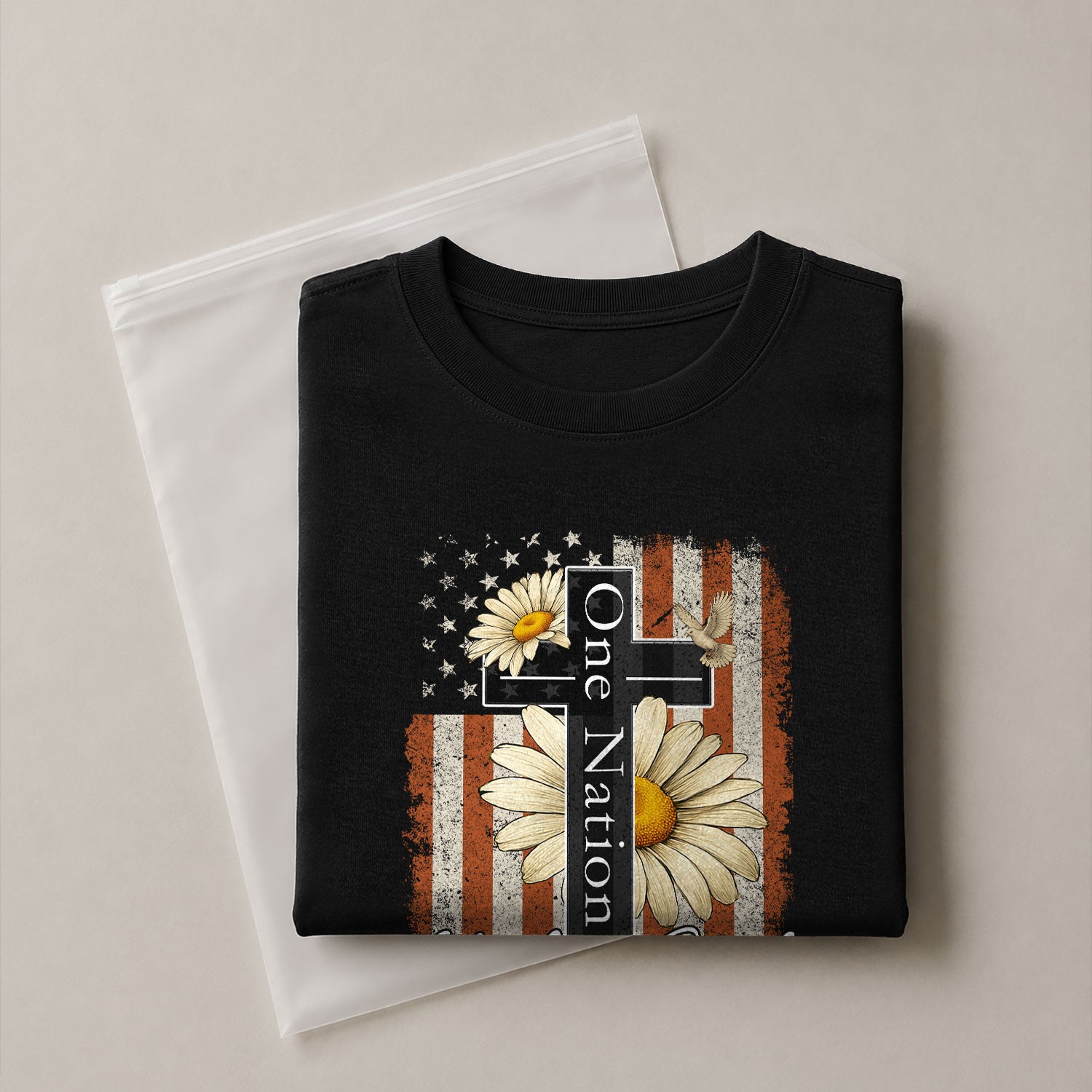 One Nation Under God Floral Patriotic - Christian Tee Shirts, Christian Shirts for Men - Rust Field Wear