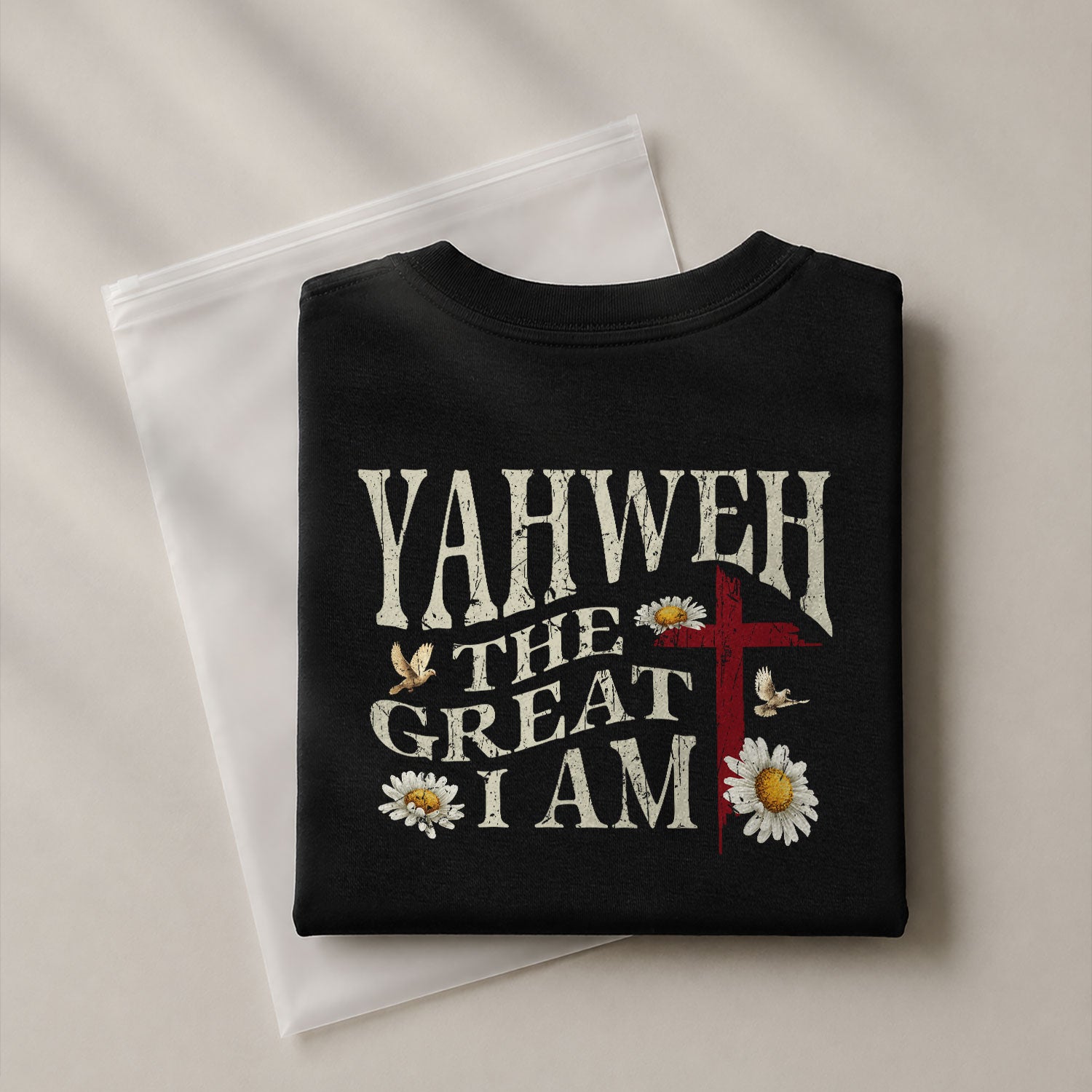 Yahweh The Great I Am , Christian Cross and American Flag, Christian Shirts for Men - Christian Tee Shirts - Rust Field Wear