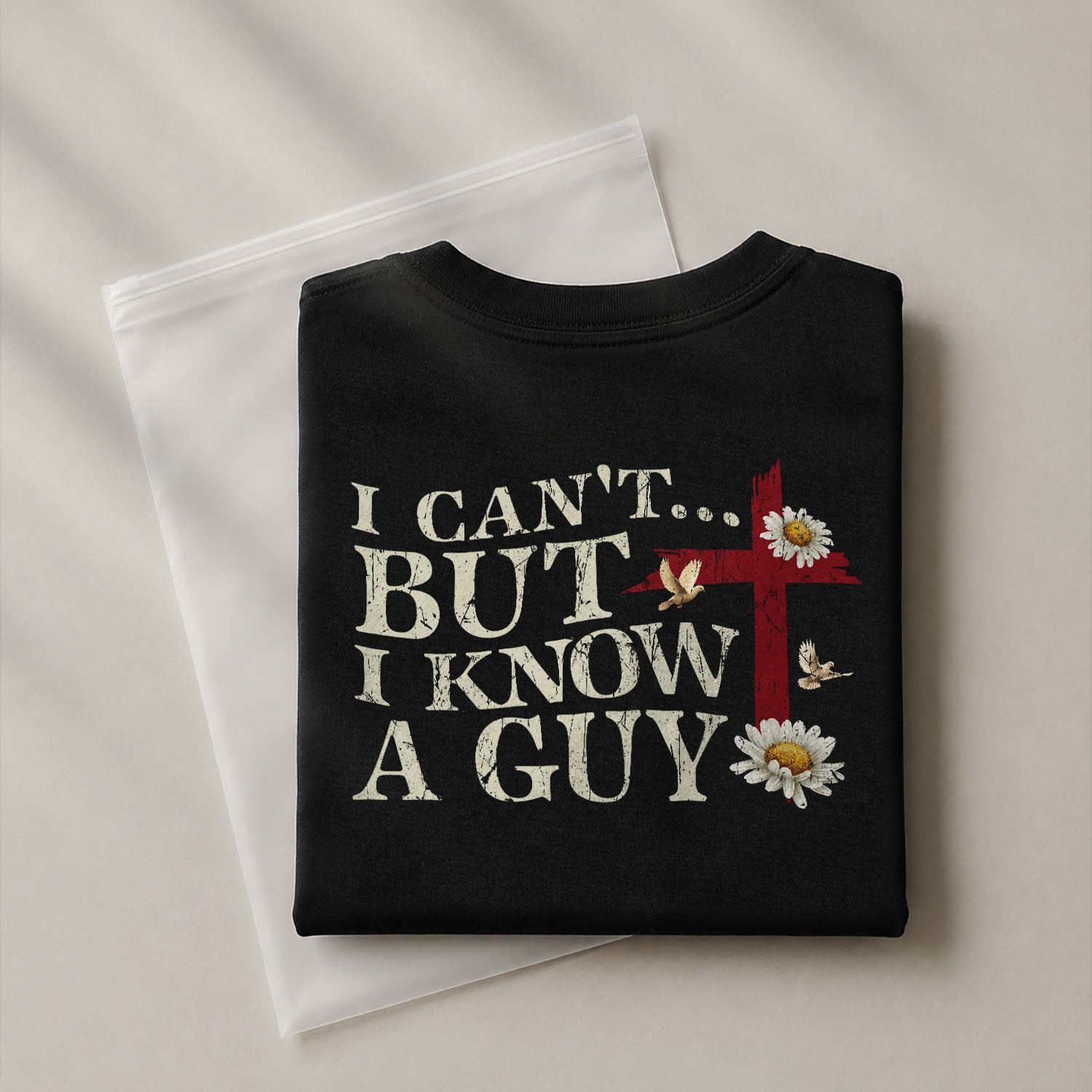 I Can’t But I Know a Guy , Christian Cross and American Flag - Christian Shirts for Men, Faith Based Christian Tee Shirts - Rust Field Wear