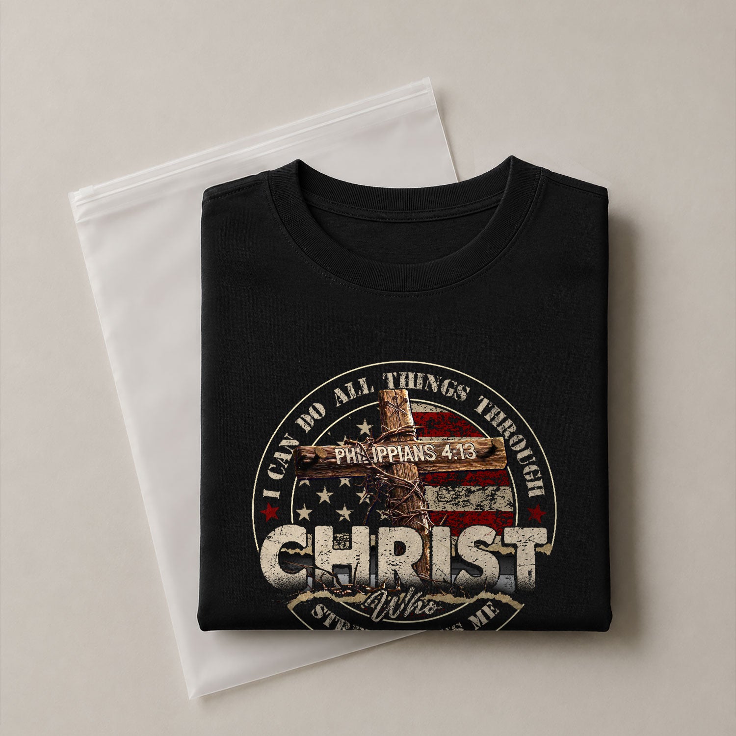 Faith Based Christian Tee Shirts, Christ I Can Do All Things Through Him (Philippians 4:13) - Christian Shirts for Men - Rust Field Wear