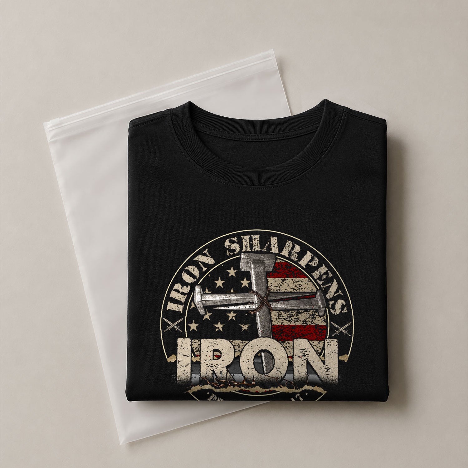 Christian Shirts for Men - Iron Sharpens Iron Proverbs 27:17 Bible Verse, Christian Tee Shirts - Rust Field Wear