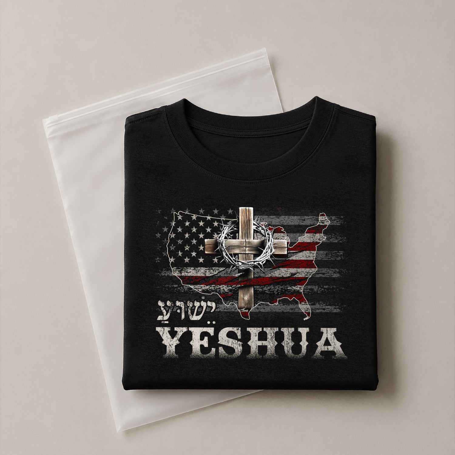 Yeshua Crown of Thorns Map, Christian Shirts for Men - Christian Tee Shirts - Rust Field Wear