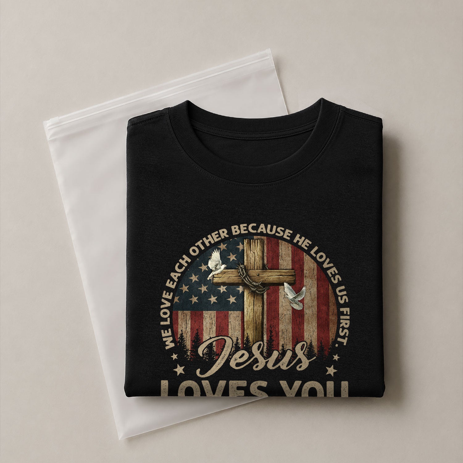 Jesus Loves You 1 John 4:19 - Christian Tee Shirts, Christian Shirts for Men - Rust Field Wear