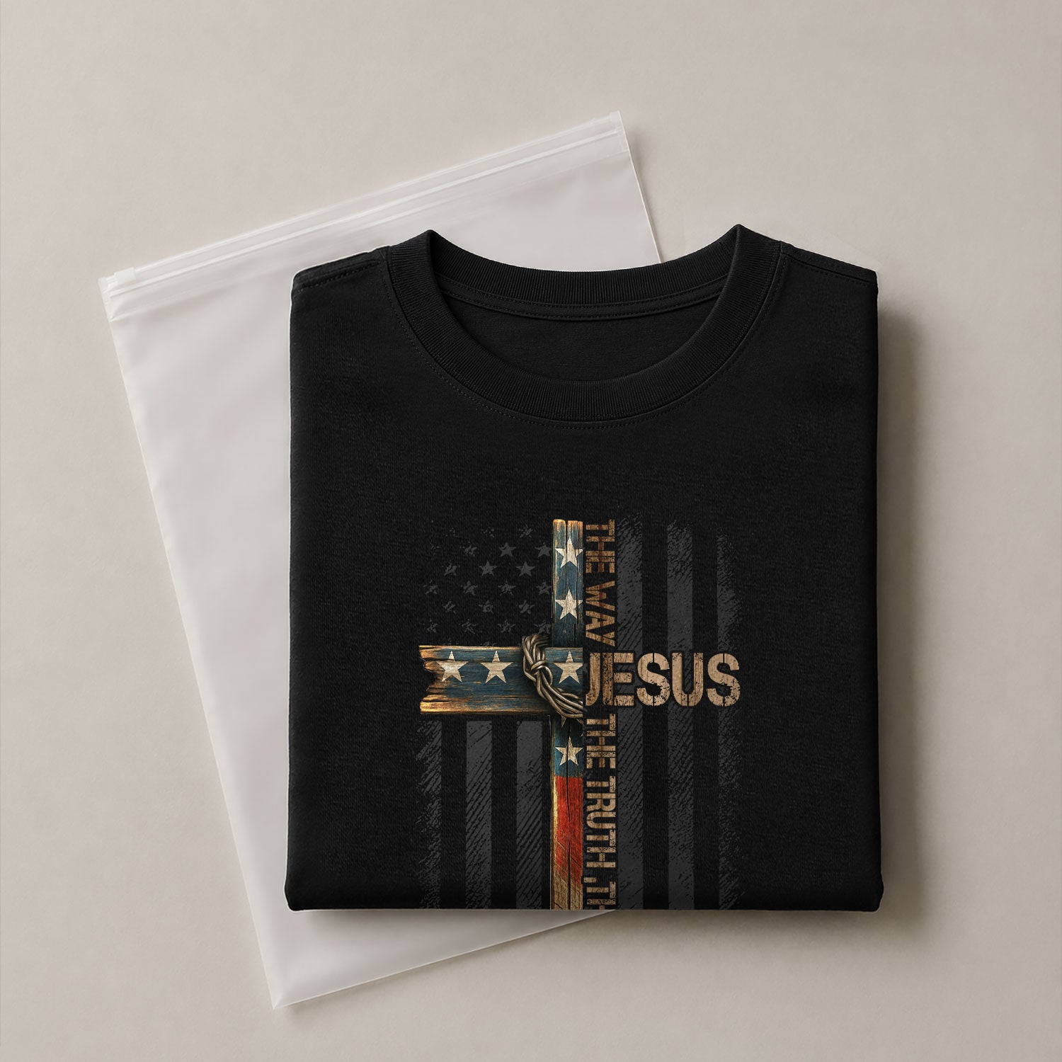 Jesus The Way The Truth The Life American Flag Cross, Christian Shirts for Men - Christian Tee Shirts - Rust Field Wear