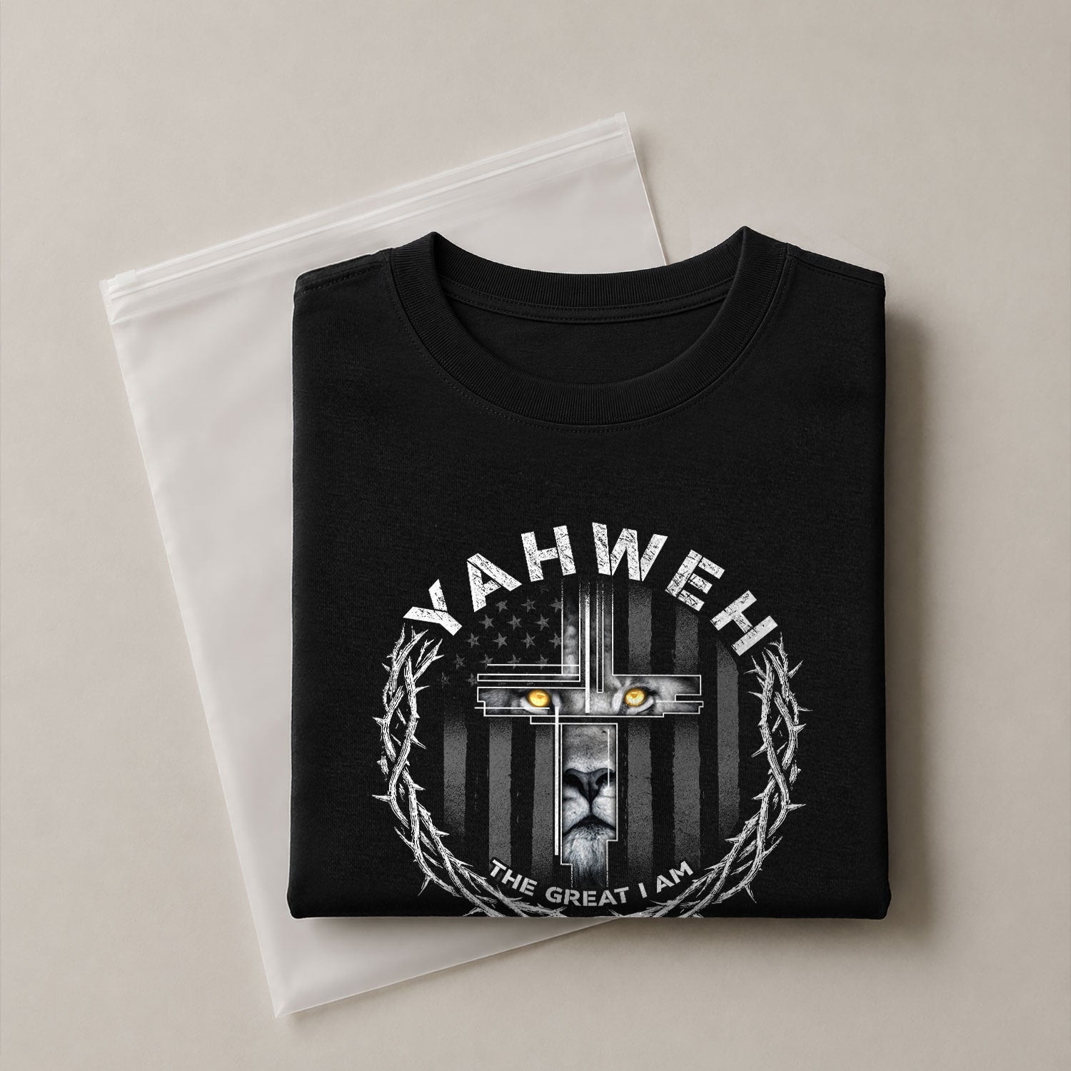 Yahweh The Great I Am Lion Cross Christian - Christian Tee Shirts, Christian Shirts for Men - Rust Field Wear