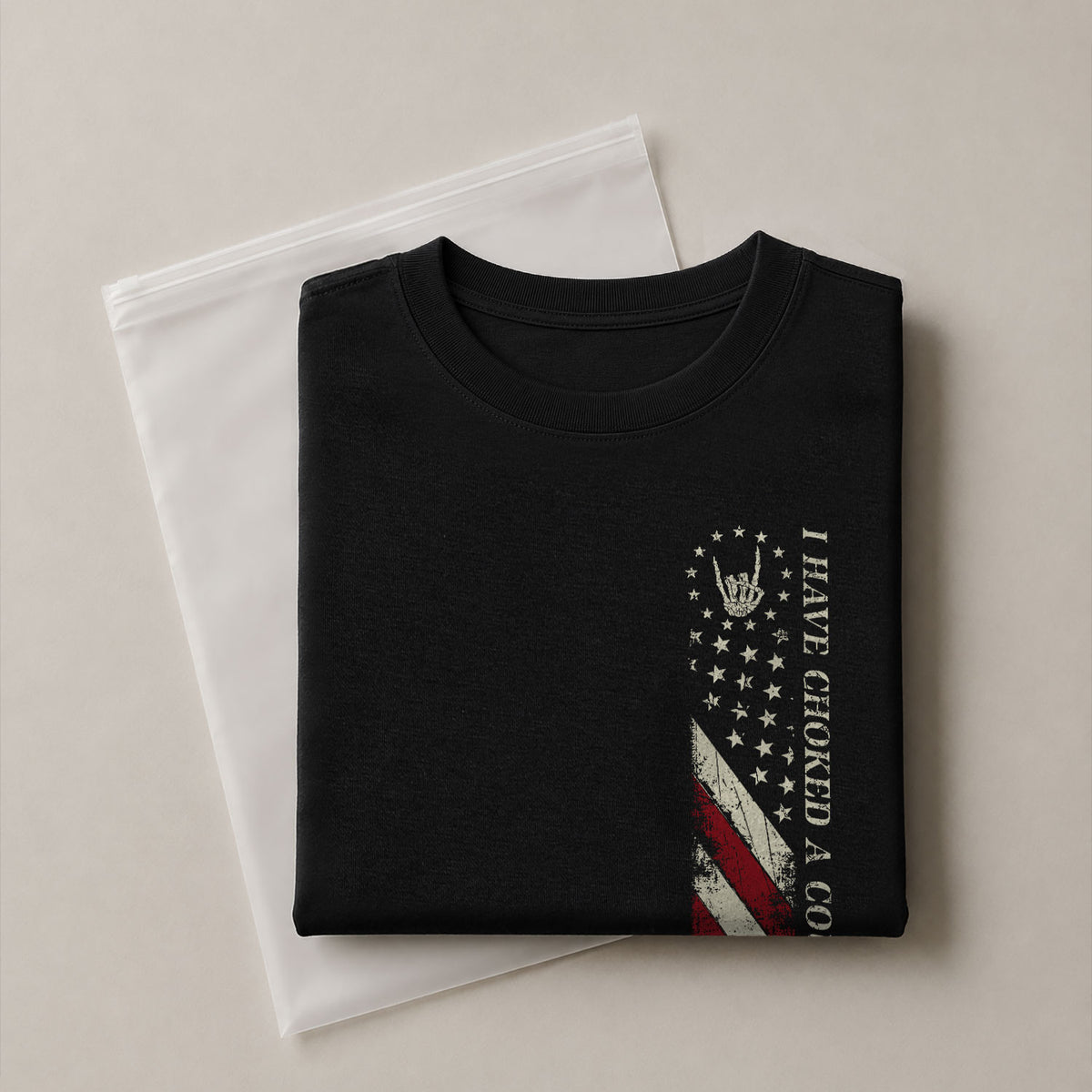 I Have Choked A Cougar US Flag Graphic T-Shirt Distressed Vertical Print Tee