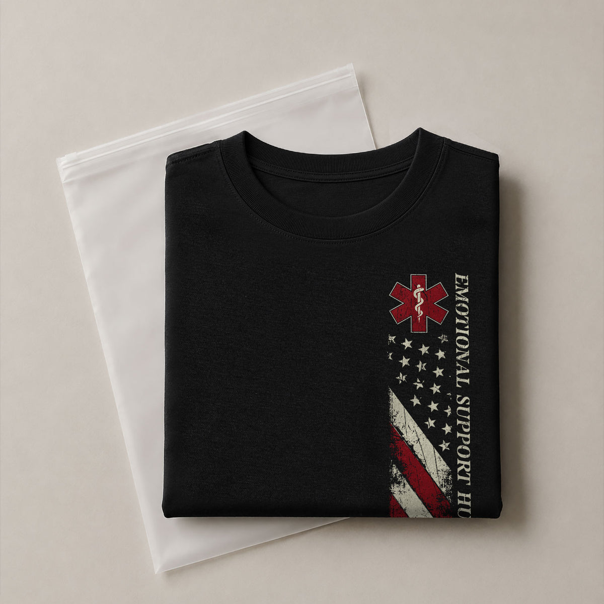 Emotional Support Husband Do Not Pet Sarcastic Flag Tee Shirt Casual Cotton Apparel