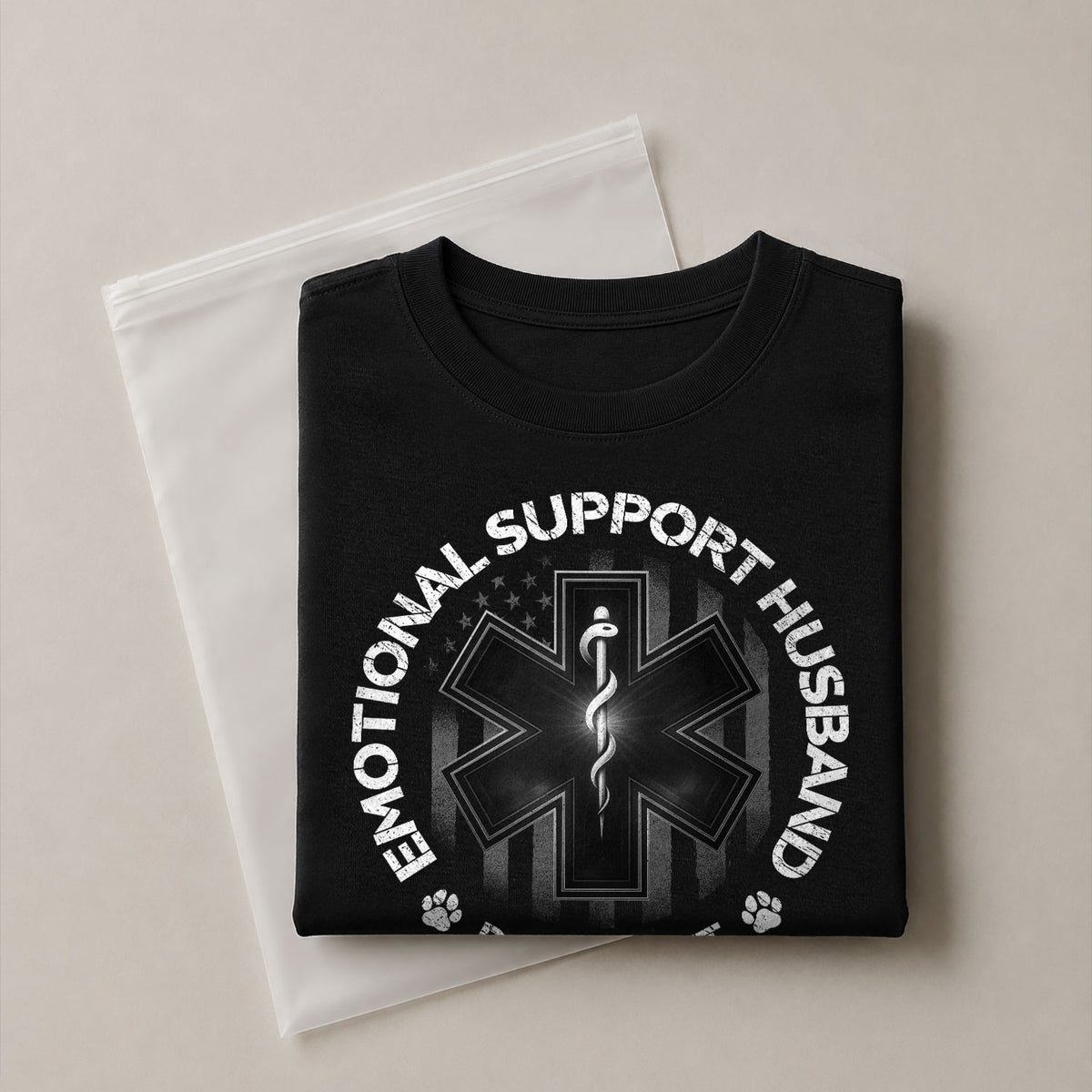Emotional Support Husband Do Not Pet Comical Emblem Tee Shirt Casual Cotton Gear