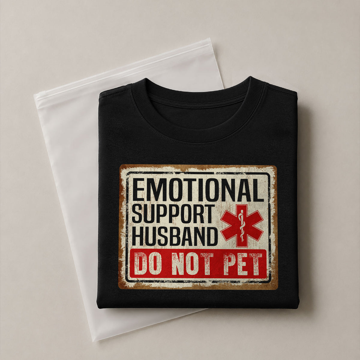 Emotional Support Husband Do Not Pet Sign Board Graphic Tee Shirt Casual Cotton Top