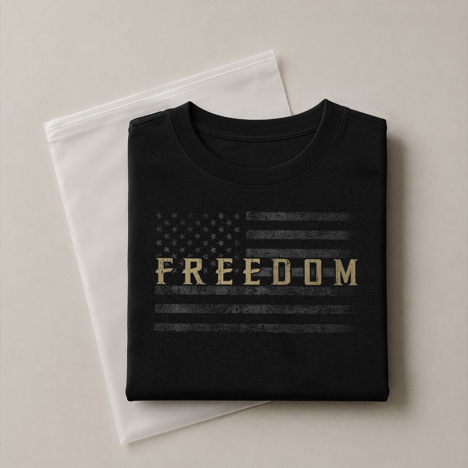 Freedom Distressed American Flag Military Style, Patriotic T Shirts - Freedom Shirts for Men - Rust Field Wear