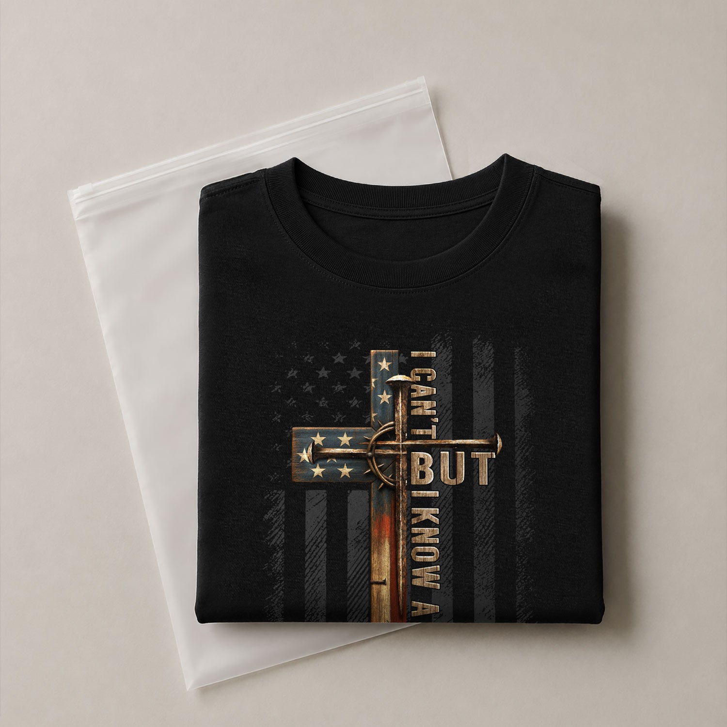 I Can’t But I Know a Guy American Flag Cross Christian - Christian Tee Shirts, Christian Shirts for Men - Rust Field Wear