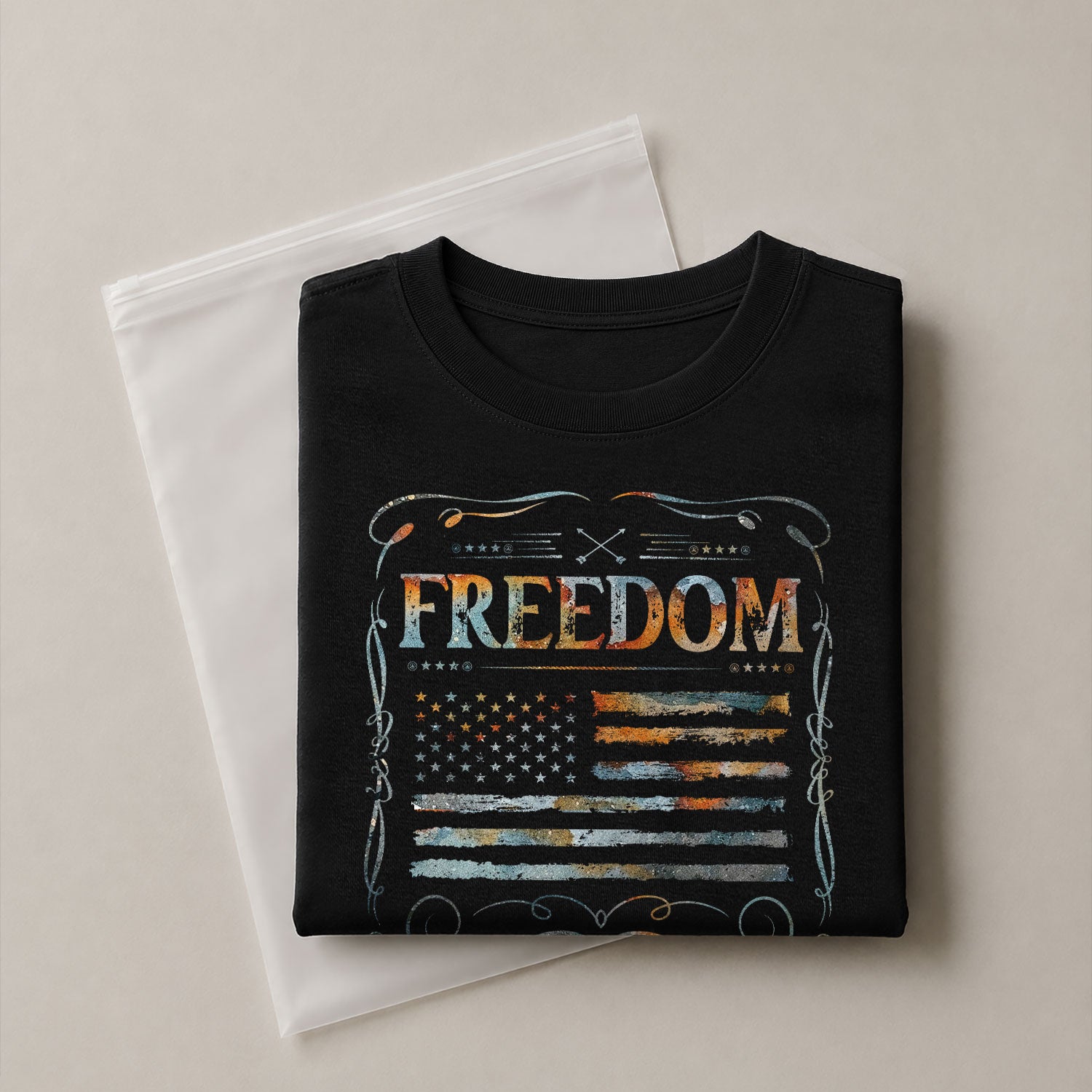 Freedom Shirts for Men, Freedom Rustic Flag Patriotic Tribute - Patriotic T Shirts - Rust Field Wear