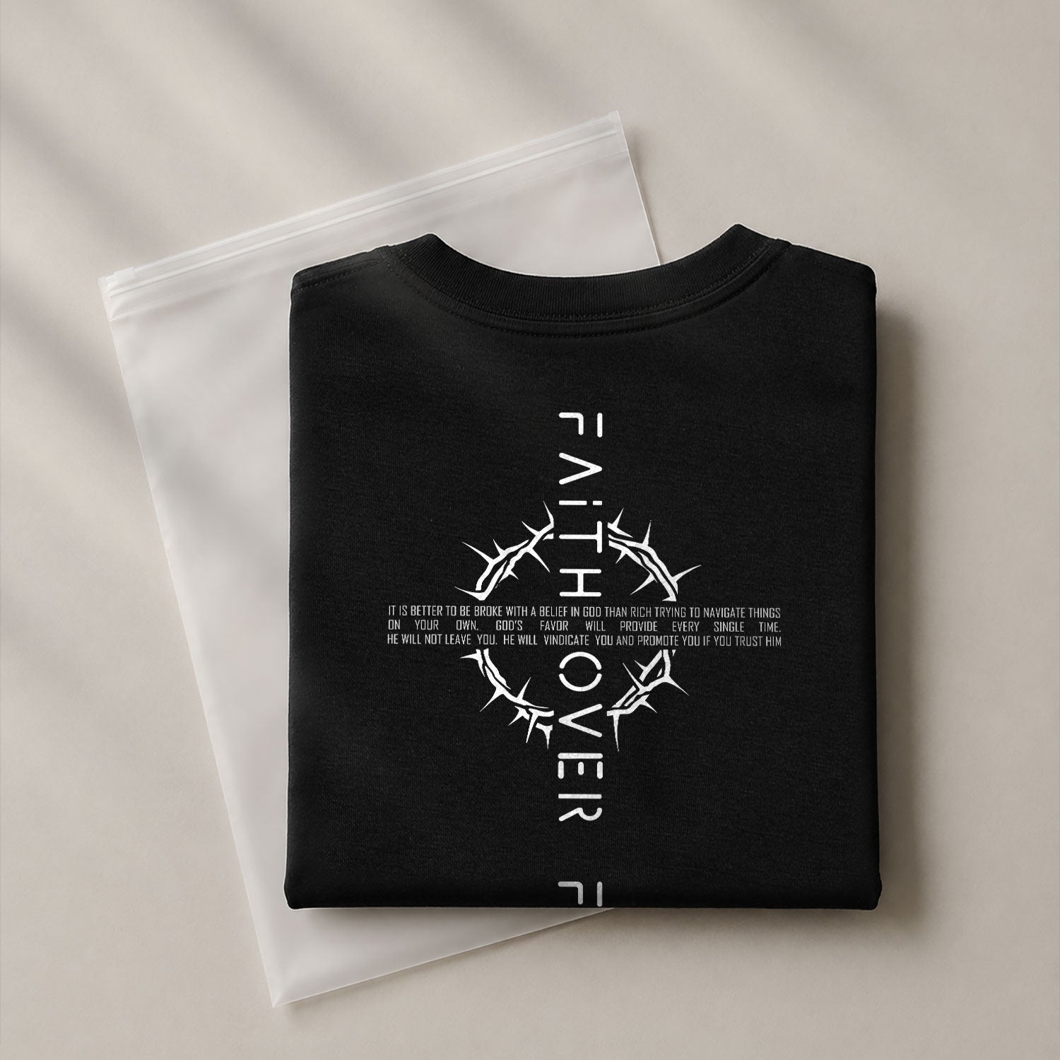 Christian Shirts for Men, Faith Over Fear Crown of Thorns Cross Christian - Christian Tee Shirts - Rust Field Wear