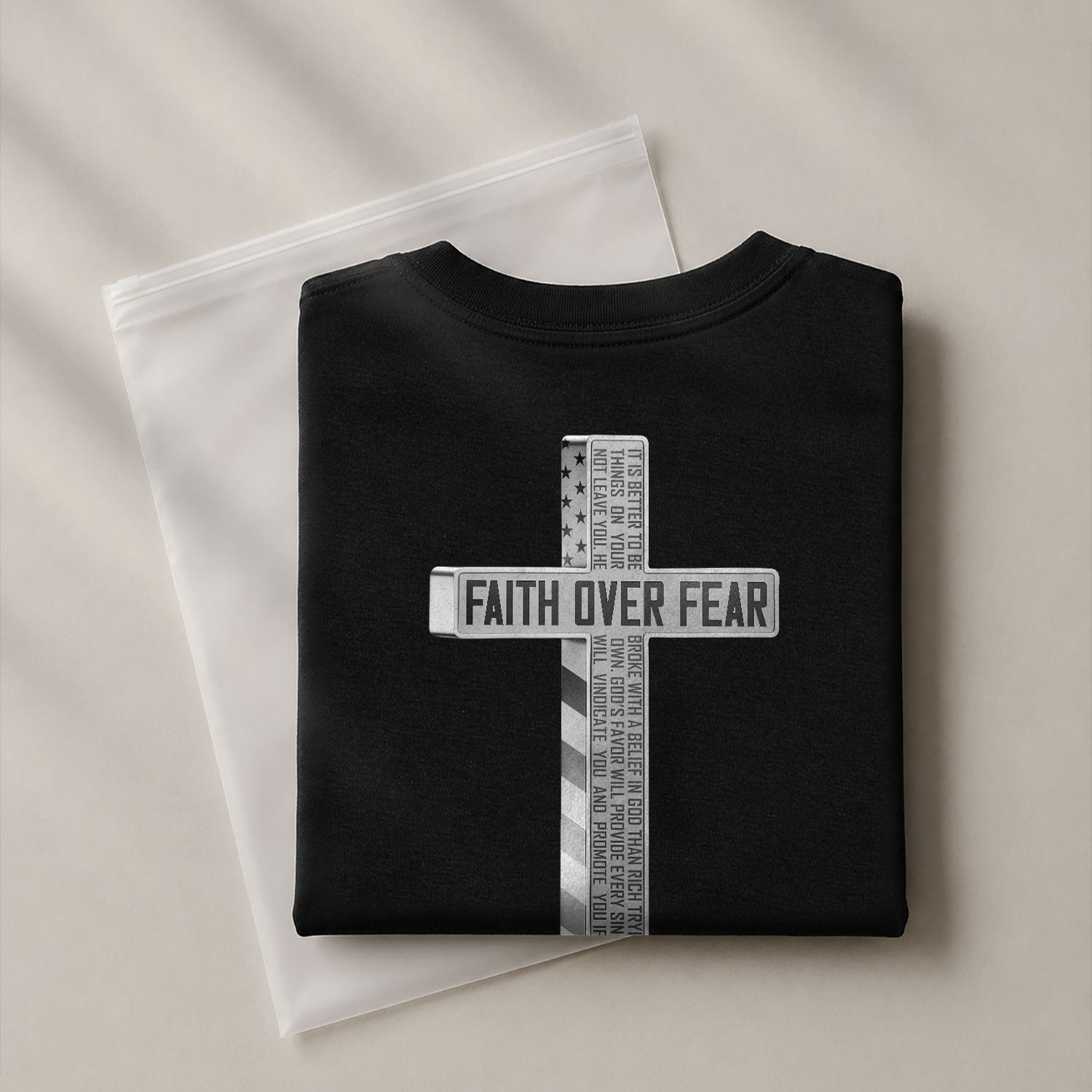 Faith Over Fear American USA Flag Cross Christian, Christian Tee Shirts - Faith Shirts for Men - Rust Field Wear