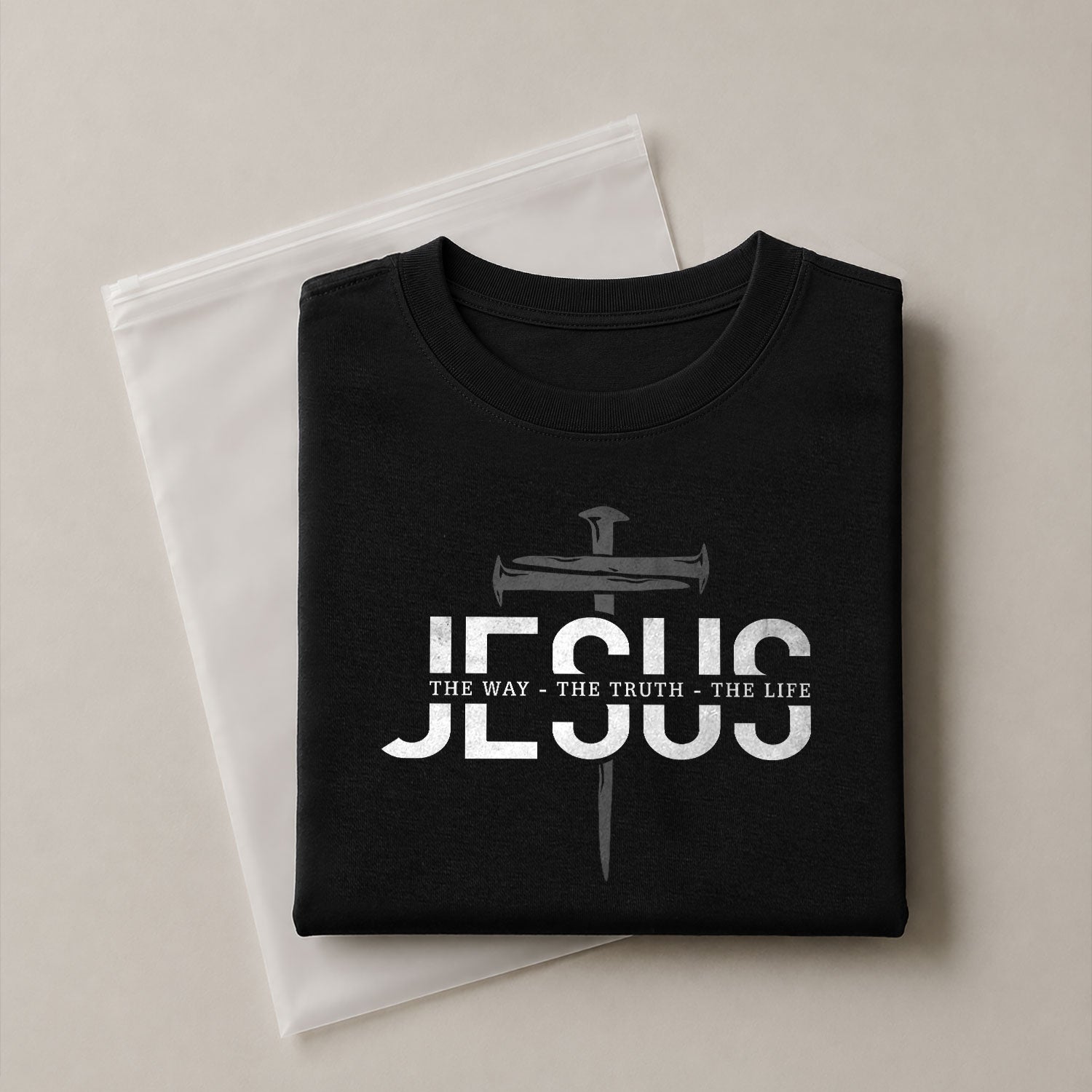 Jesus The Way The Truth The Life Christian Cross Nail Design, Christian Tee Shirts - Faith Shirts for Men - Rust Field Wear