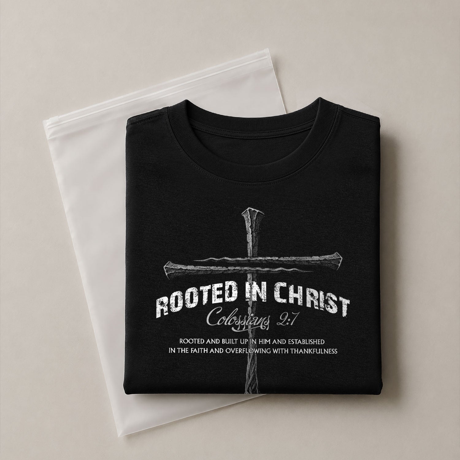 Rooted In Christ Christian Colossians 2:7 Bible Verse, Christian Tee Shirts - Faith Shirts for Men - Rust Field Wear