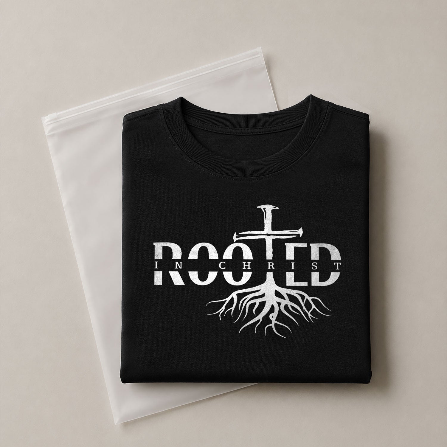 Rooted In Christ Cross Roots Christian, Christian Shirts for Men - Christian Tee Shirts - Rust Field Wear