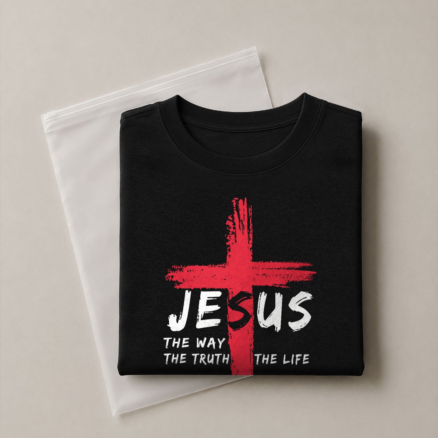 Faith Based Christian Tee Shirts, Jesus The Way The Truth The Life Red Cross Christian - Christian Shirts for Men - Rust Field Wear