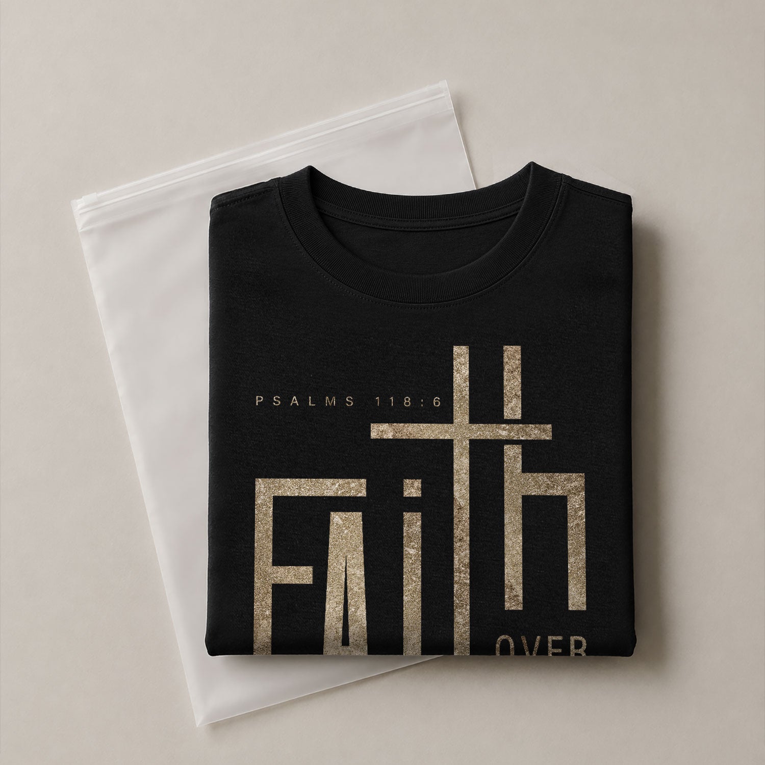 Minimal Faith Over Fear Psalms 118:6 Cross Christian - Christian Tee Shirts, Christian Shirts for Men - Rust Field Wear
