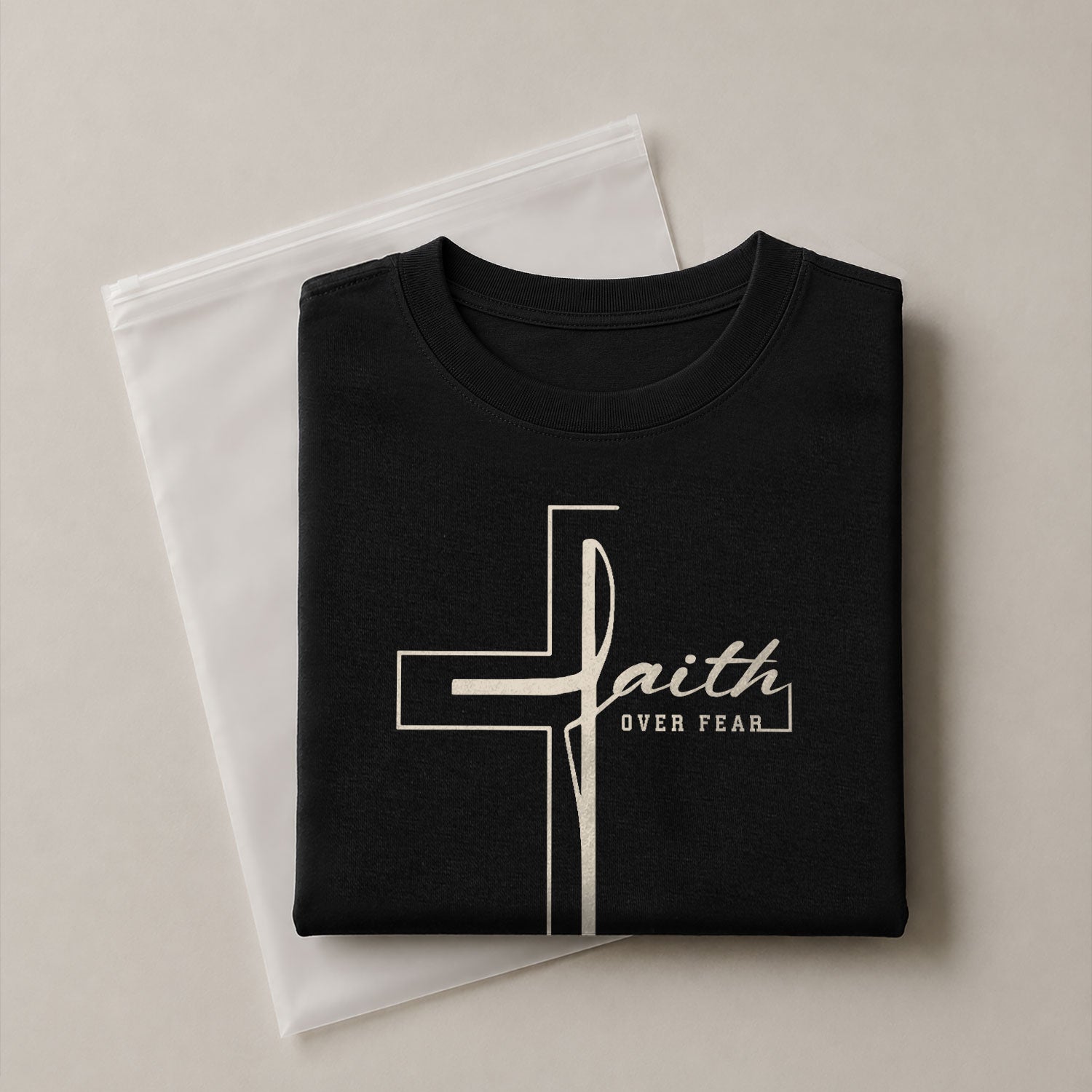 Minimal Cross Faith Over Fear Christian, Christian Tee Shirts - Faith Shirts for Men - Rust Field Wear