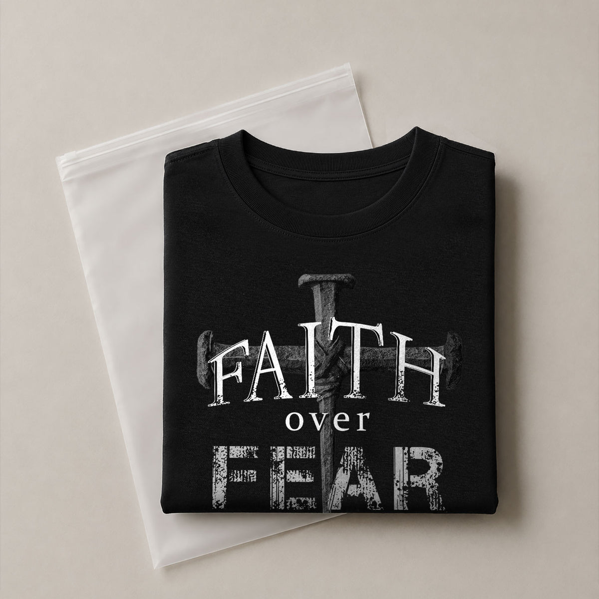 Faith Over Fear Christian Nail Cross Patriotic Religious Jesus Shirt - Rust Field Wear