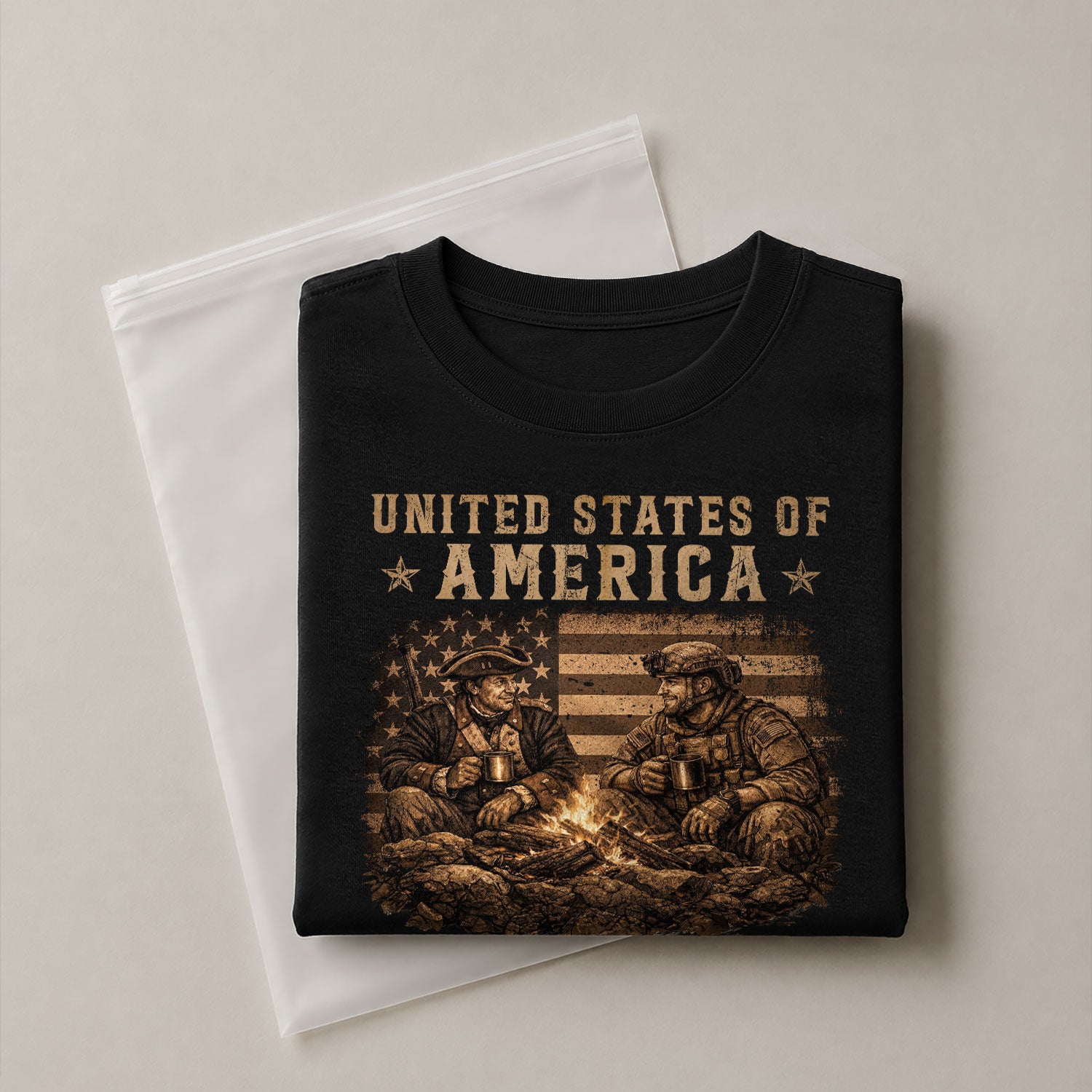 USA 250th Anniversary 250 Years Shirt 1776-2026 Past and Present Soldiers Patriotic Flag - Rust Field Wear