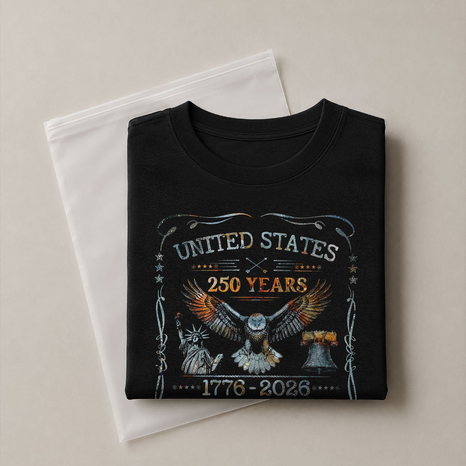 USA 250th Anniversary T-Shirt 250 Years 1776-2026 Eagle Liberty Bell Statue Patriotic - Rust Field Wear