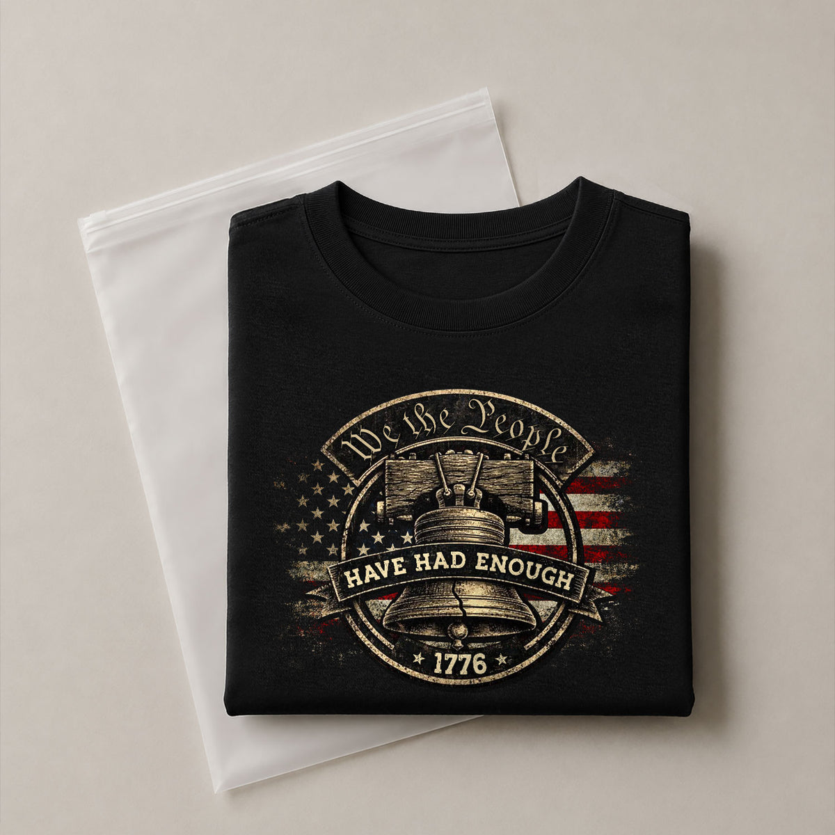 We The People Have Had Enough T-Shirt 1776 Patriot Distressed Liberty Bell Circular Design American Statement Tee - Rust Field Wear