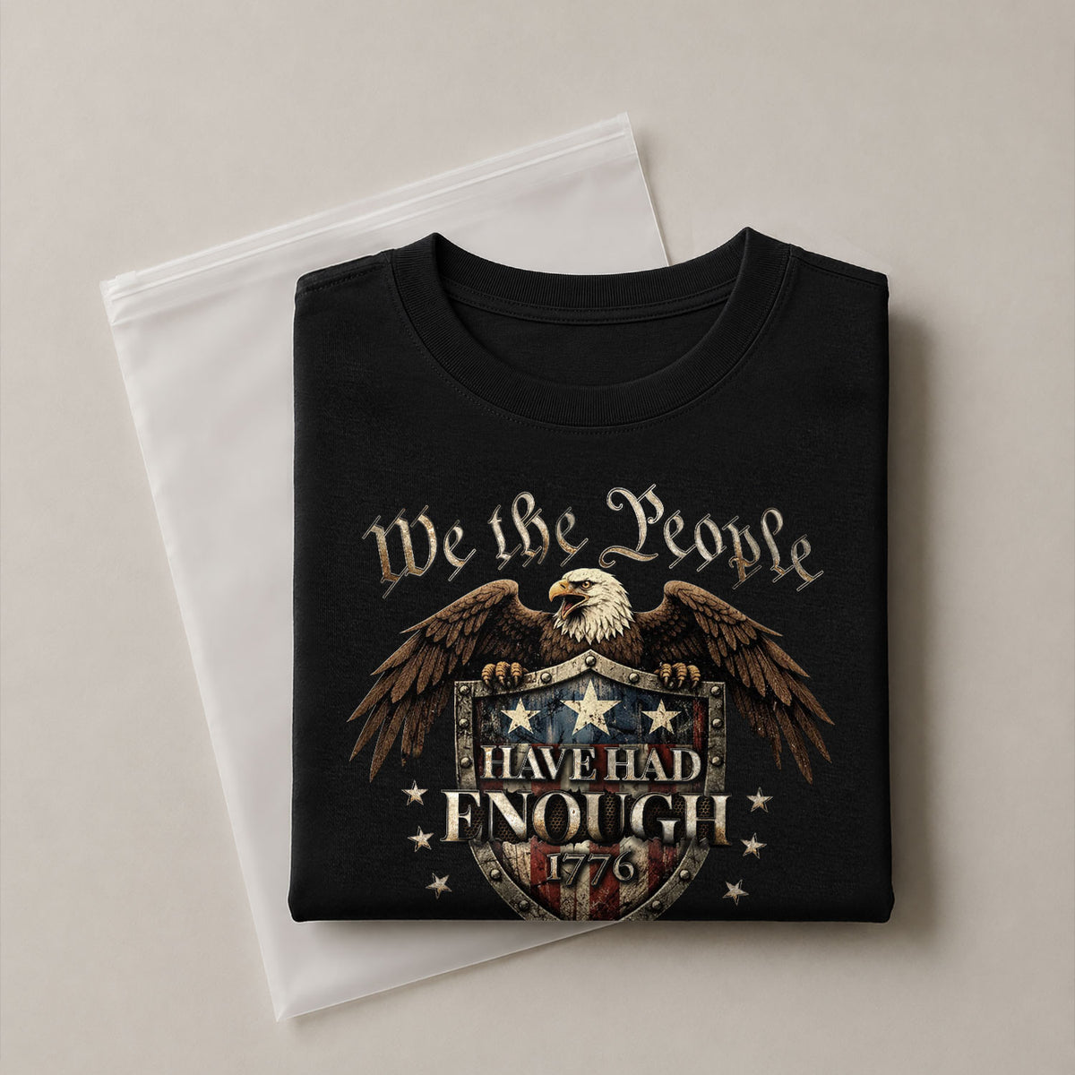 We The People Have Had Enough T-Shirt American Shield 1776 Patriotic Bold Statement Graphic Tee - Rust Field Wear