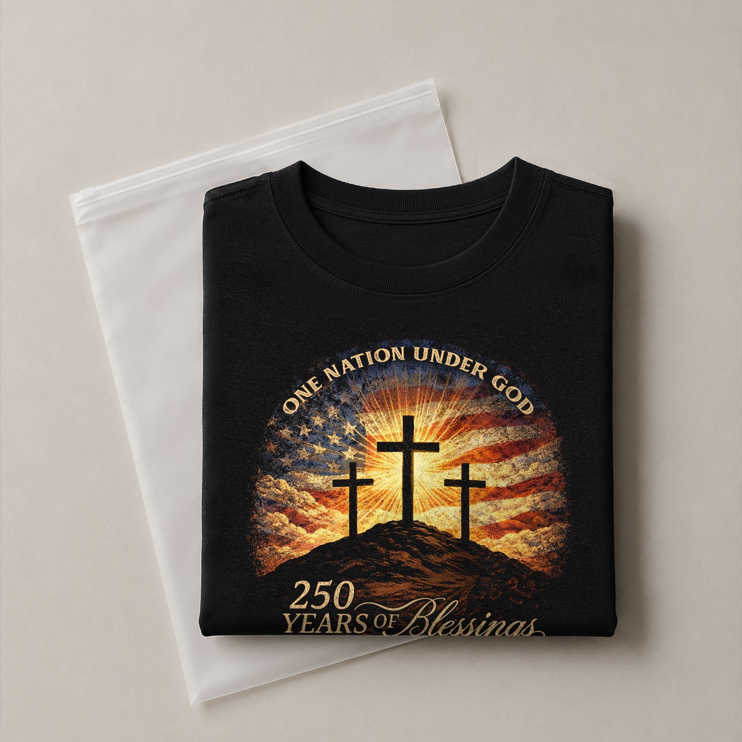 250 Years of Blessings One Nation Under God Shirt - 250th Anniversary Commemorative Crosses & Flag Tee - Rust Field Wear