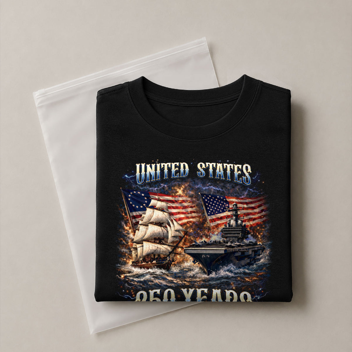 1776-2026 250th Anniversary Flag T-Shirt - 250 Years United States Navy Bootleg Tee, America 250th Birthday Freedom Apparel - Rust Field Wear