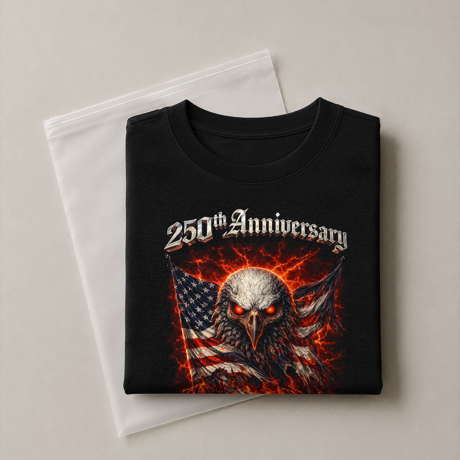 Vintage America 250th Anniversary Bootleg T-Shirt - 1776-2026 Fire Eagle Streetwear Tee, 250 Years Lightning Graphic Shirt - Rust Field Wear