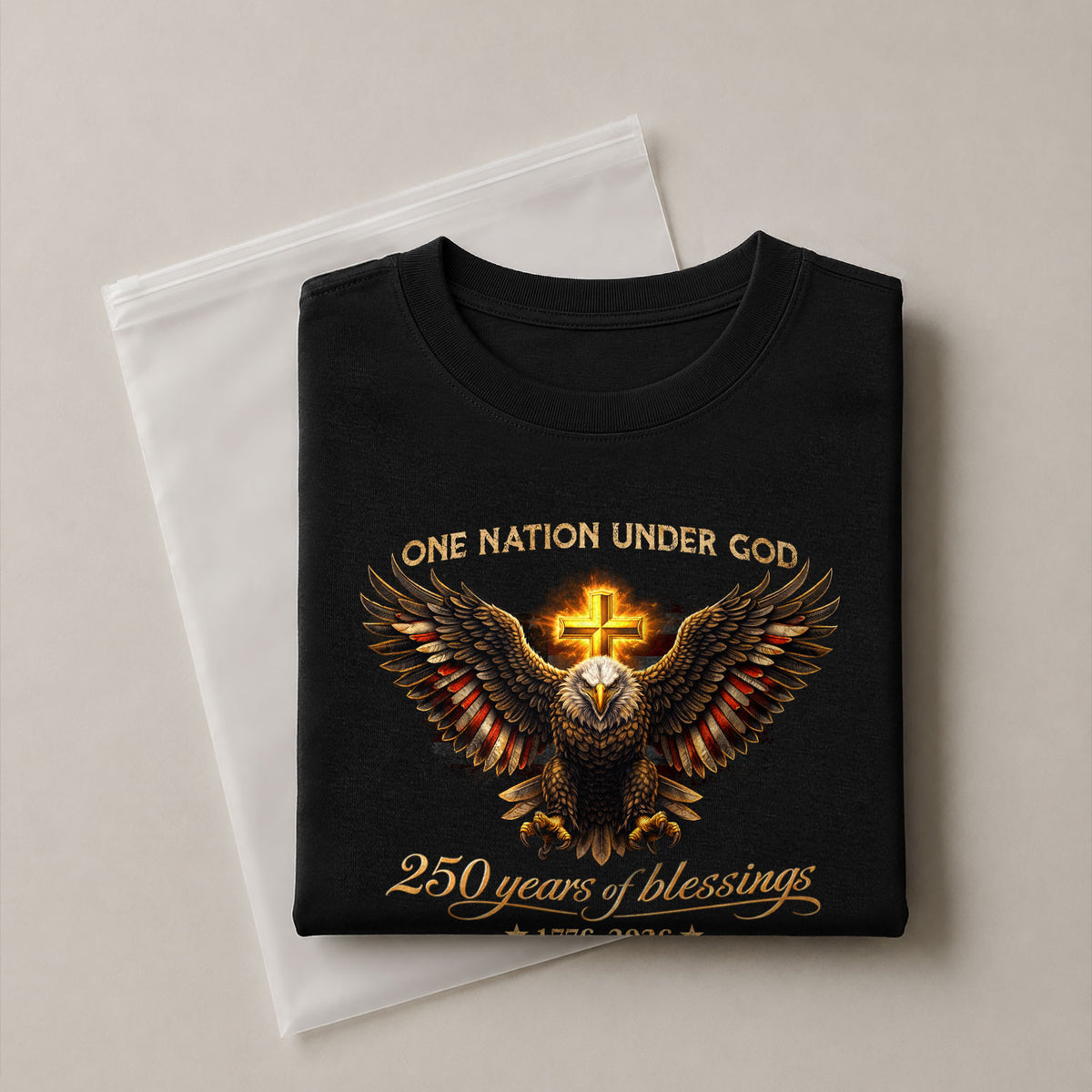 USA 250th Anniversary Eagle Shirt – 1776-2026 One Nation Under God 250 Years of Blessings Christian Patriotic Tee - Rust Field Wear