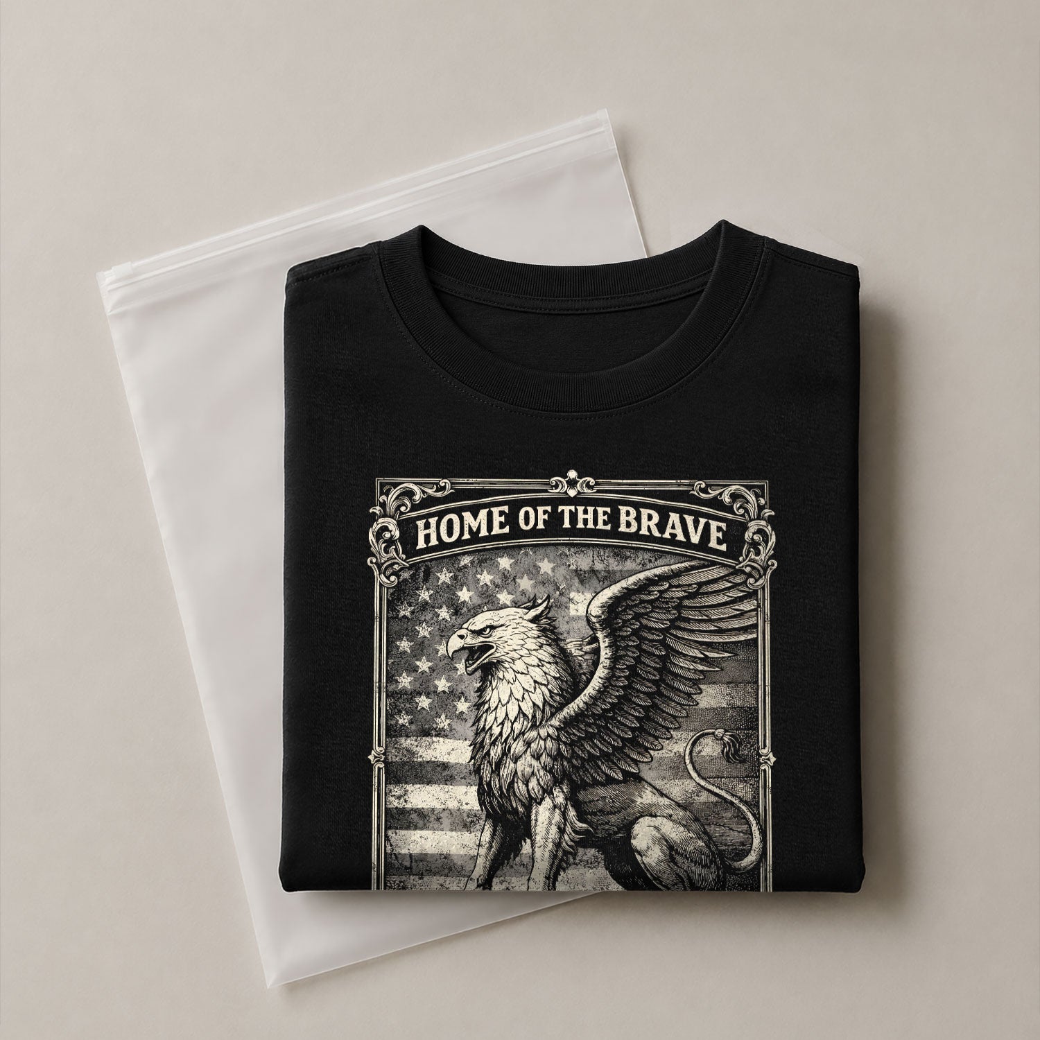America 250th Anniversary T-Shirt 1776-2026 – Home of the Brave Griffin & Flag Tee - Rust Field Wear