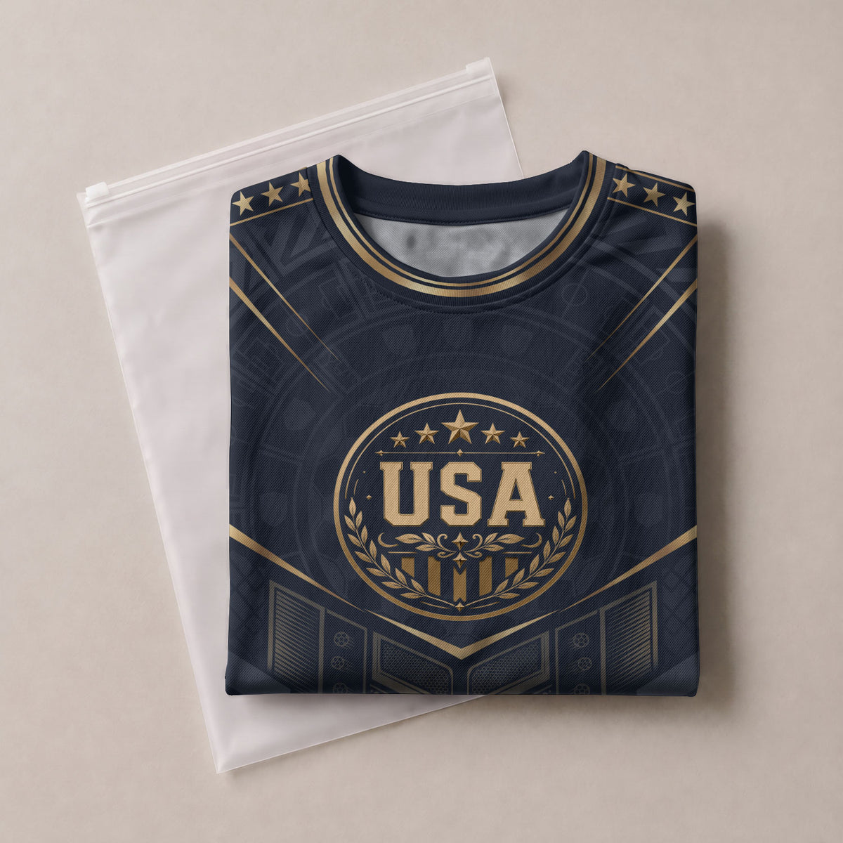 USA Soccer Jersey Navy Gold Eagle Shield Graphic Sports Tee for Soccer Fans - Rust Field Wear