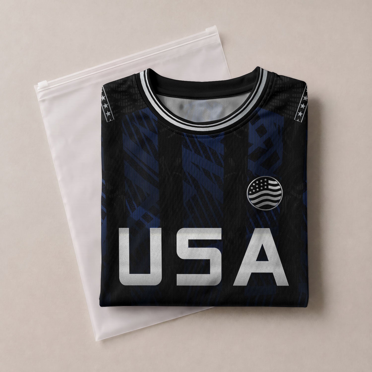 USA Soccer Jersey Black Blue Eagle Crest Athletic Shirt for Men Women Fans