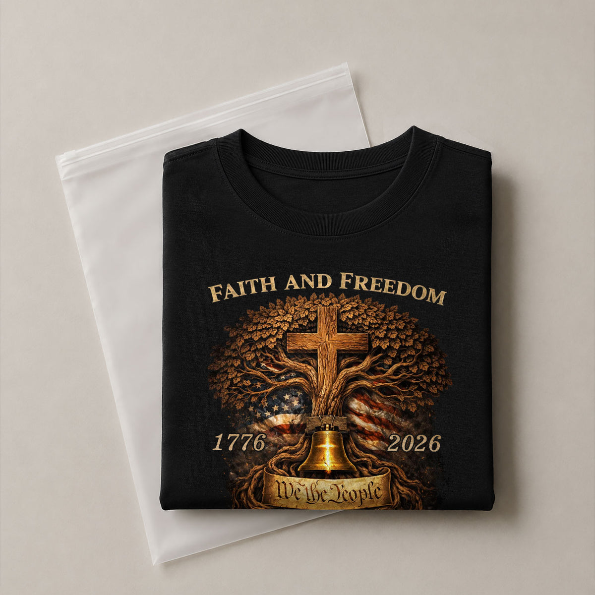 America 250th Anniversary T-Shirt 1776-2026 – Christian Tree of Life Faith & Freedom Tee - Rust Field Wear