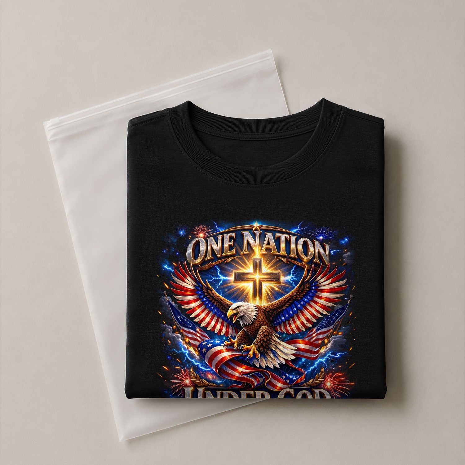 America 250th Anniversary 1776-2026 T-Shirt – USA Eagle & Cross Flag One Nation Under God 250 Years of Faith Patriotic Bootleg Shirt - Rust Field Wear