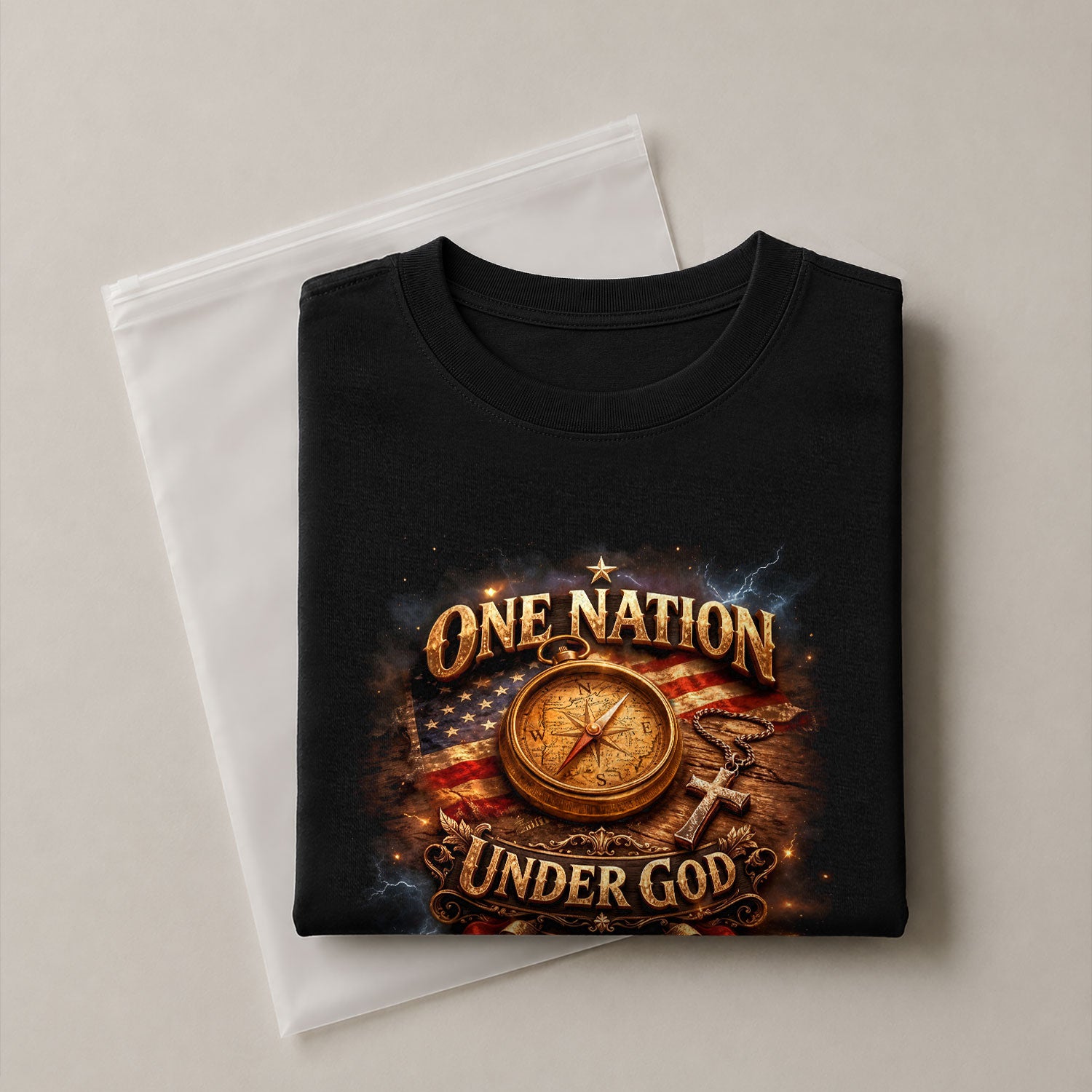 250 Years Anniversary 1776-2026 Christian Patriotic T-Shirt – Compass & Cross One Nation Under God Bible Bootleg Graphic Shirt - Rust Field Wear
