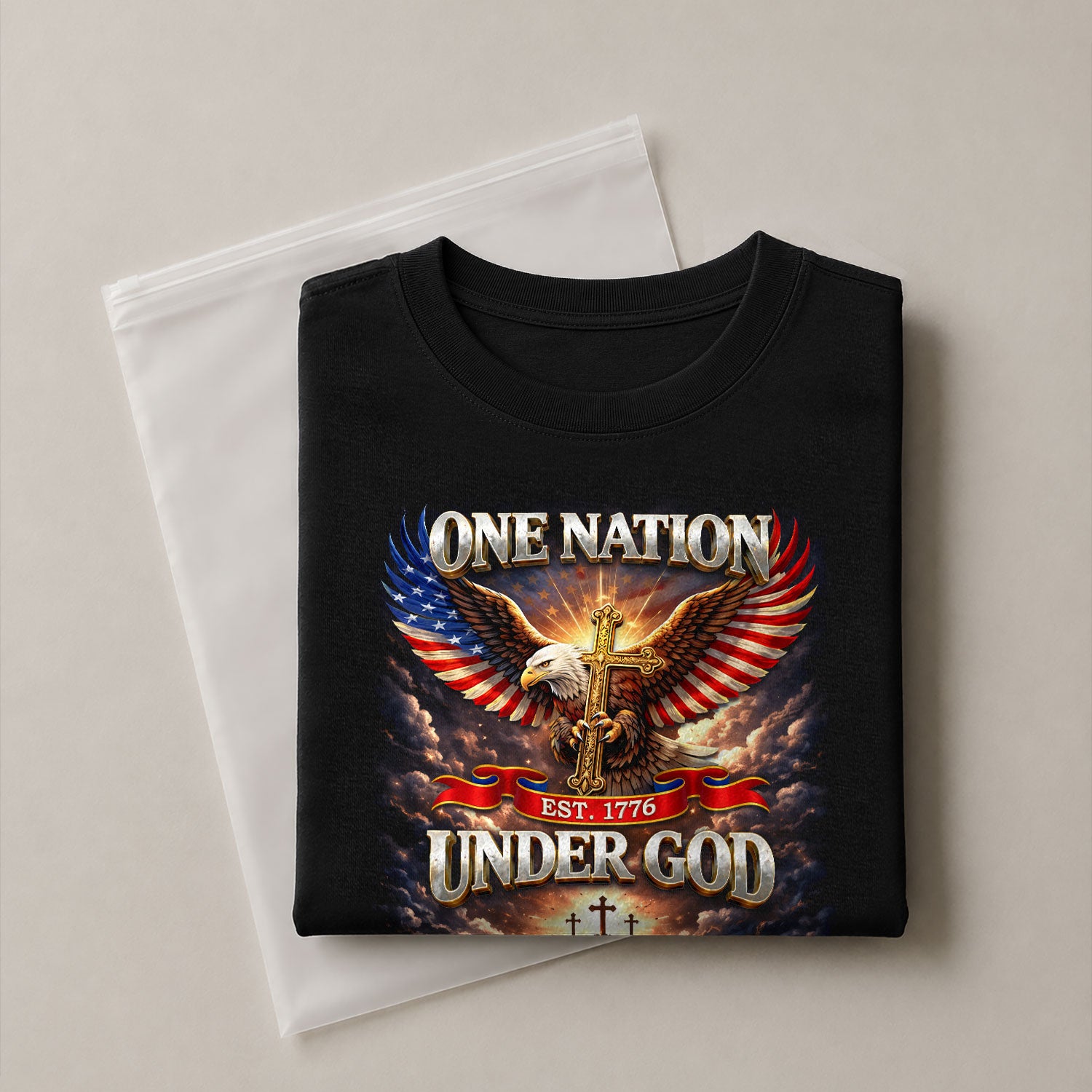 America 250th Anniversary 1776-2026 T-Shirt – 250 Years of Blessings Eagle Cross Patriotic Birthday Graphic Tee - Rust Field Wear