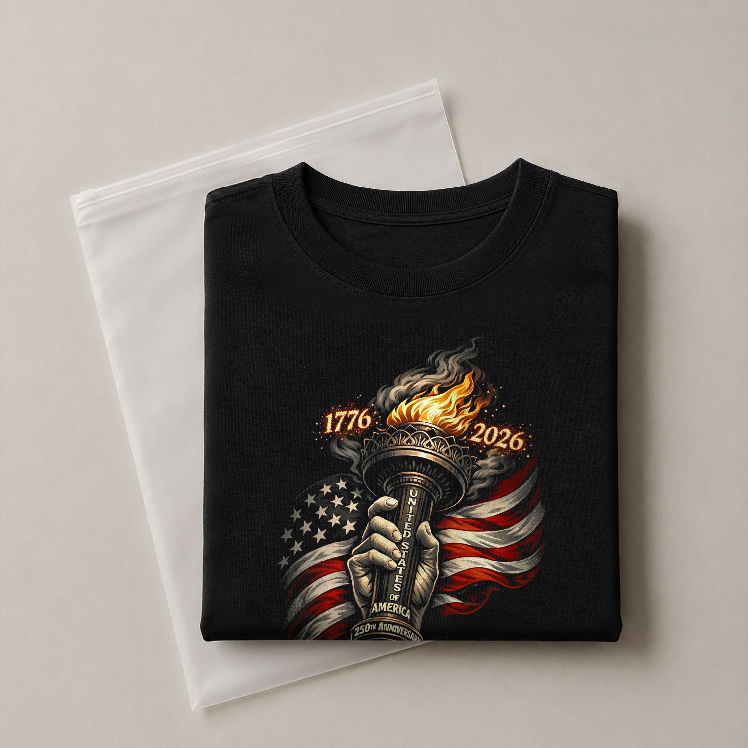 1776-2026 250th Anniversary Patriotic T-Shirt – Statue of Liberty Torch & USA Flag Freedom Tee - Rust Field Wear