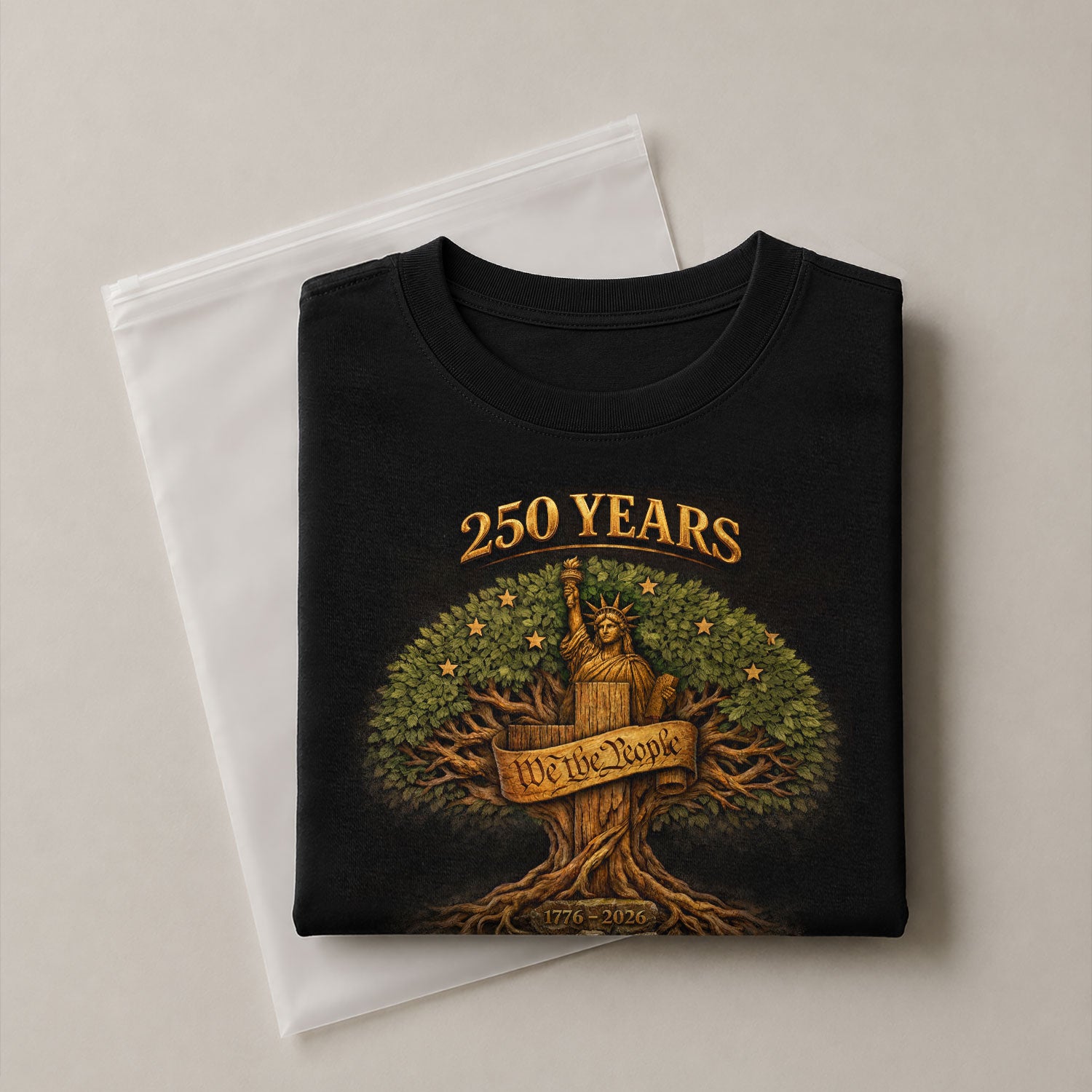 America 250th Anniversary T-Shirt 1776-2026 – Statue of Liberty & Cross Christian Tee - Rust Field Wear
