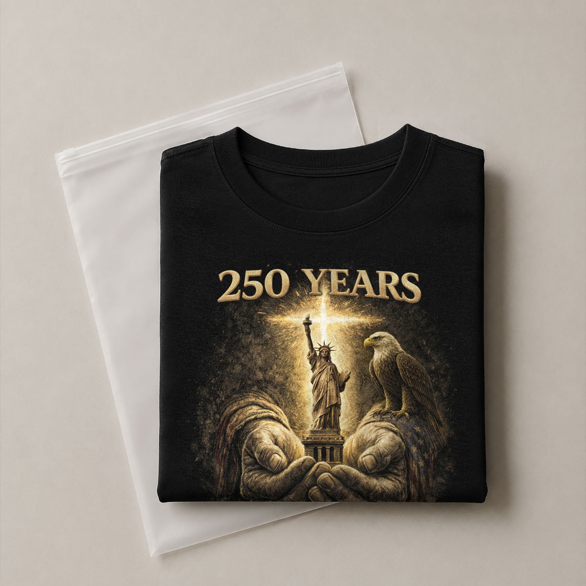 America 250th Anniversary T-Shirt 1776-2026 – God’s Hands, Liberty & Eagle Christian Tee - Rust Field Wear