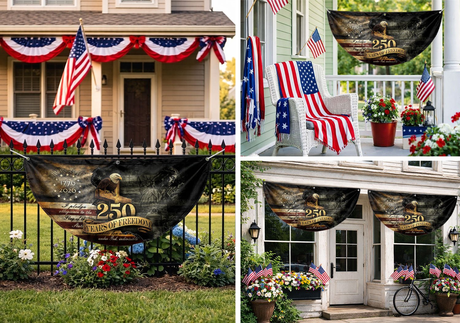 Fence Flag 250th Anniversary USA Flag 1776-2026 Eagle Patriotic 250 Year American Anniversary Flag Decor - Rust Field Wear